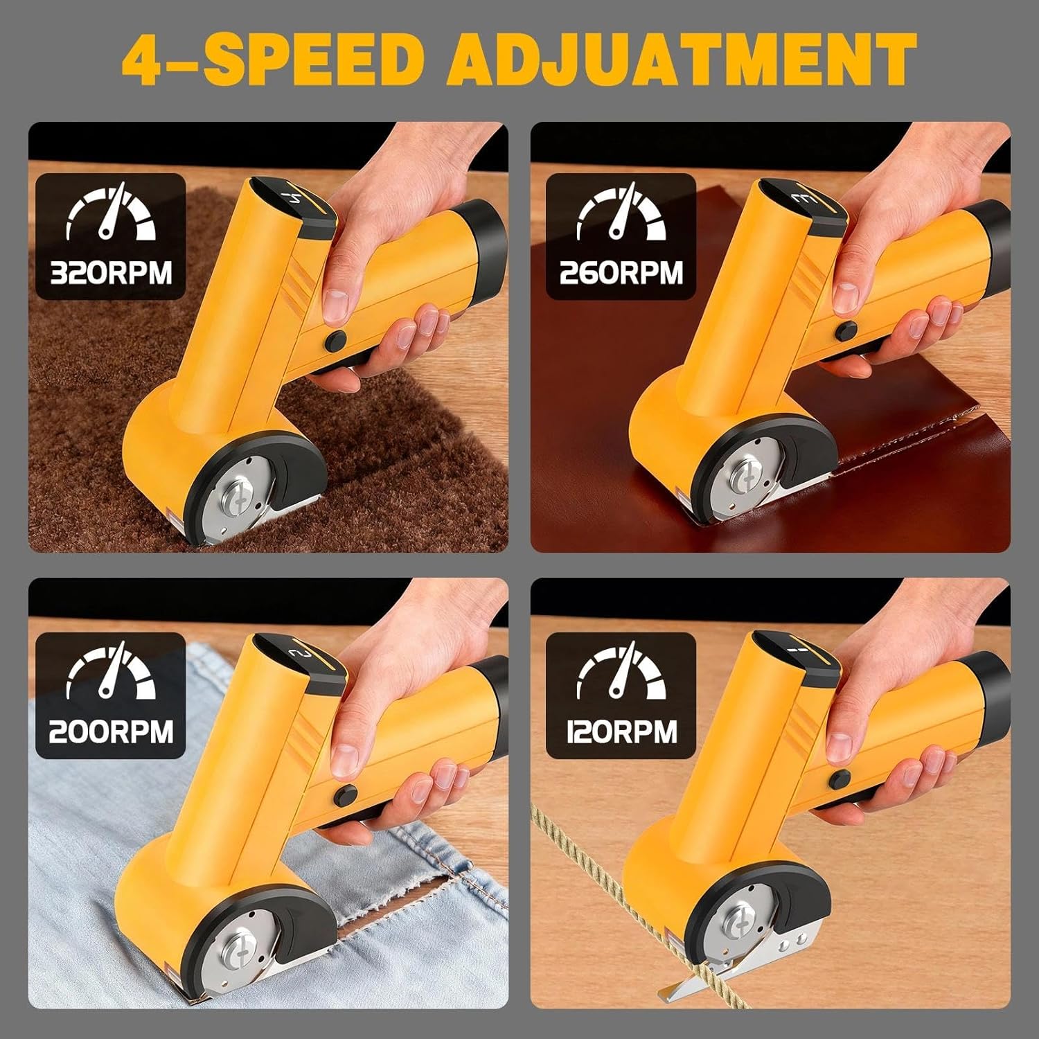 Thumbnail 4 de Cordless Electric Scissors with LED Display and Safety Lock (4-Speed, 2000mAh) for Cardboard, Fabric, Leather & More