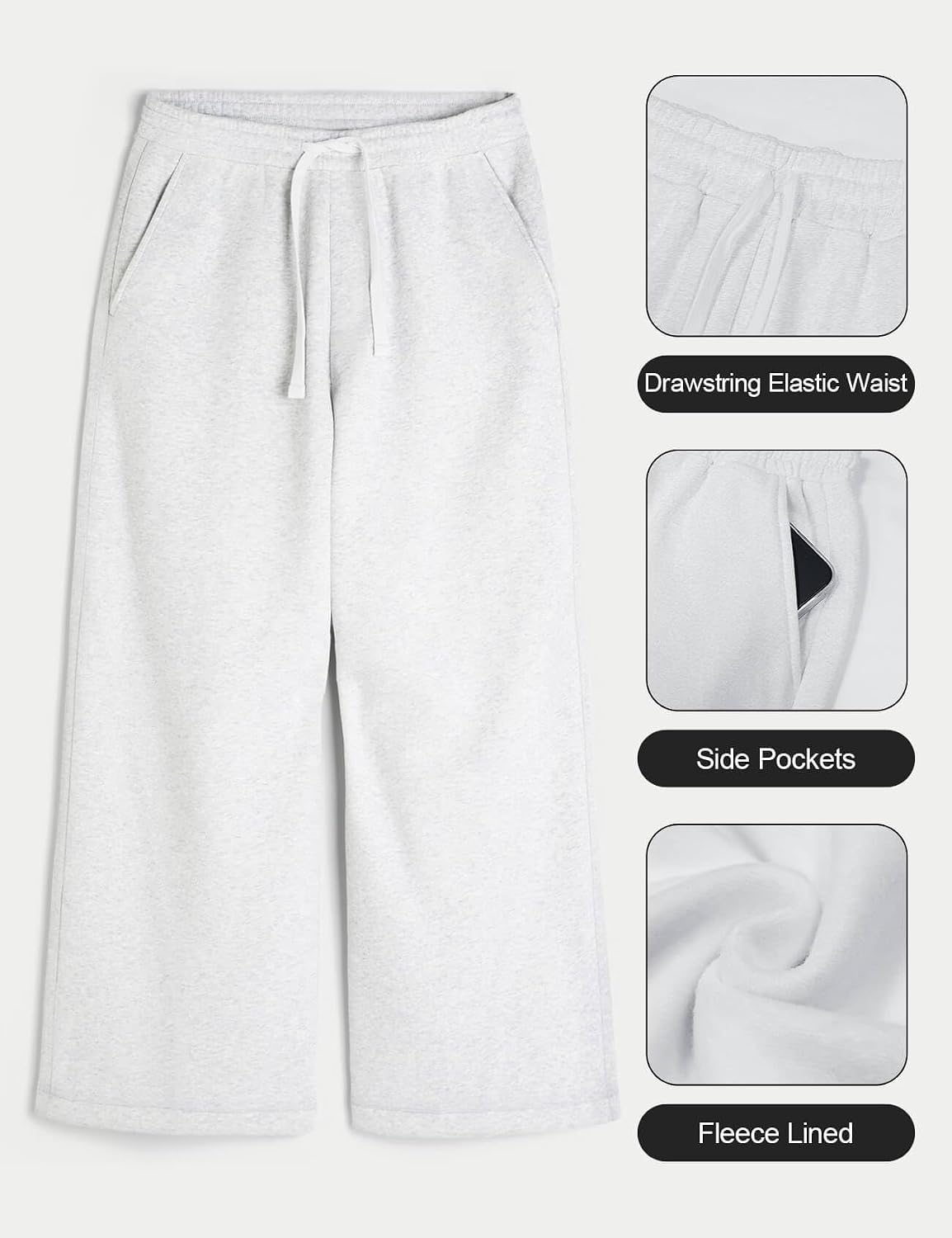 Detalle 2 de HeSaYep Men's Baggy Sweatpants, Cotton Fleece