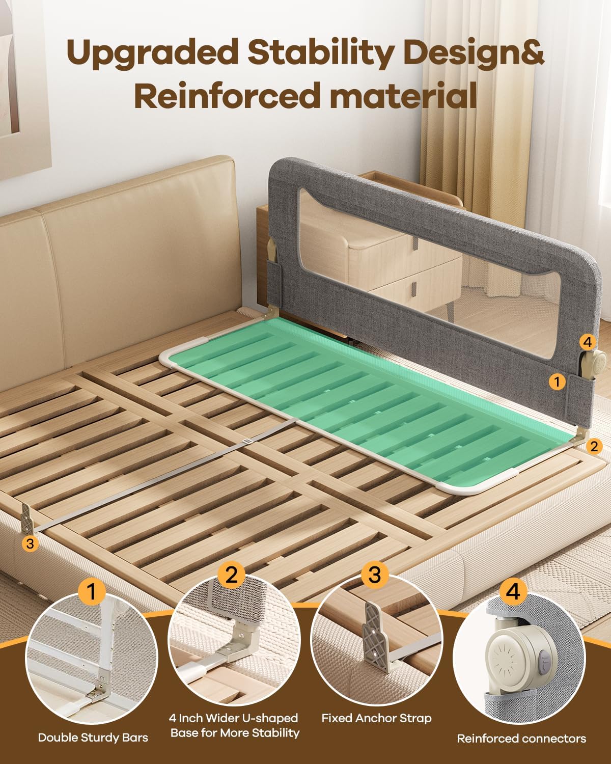 Thumbnail 1 de GrowthFun YRWL3001 59-Inch Toddler Bed Rail, Foldable Steel Frame