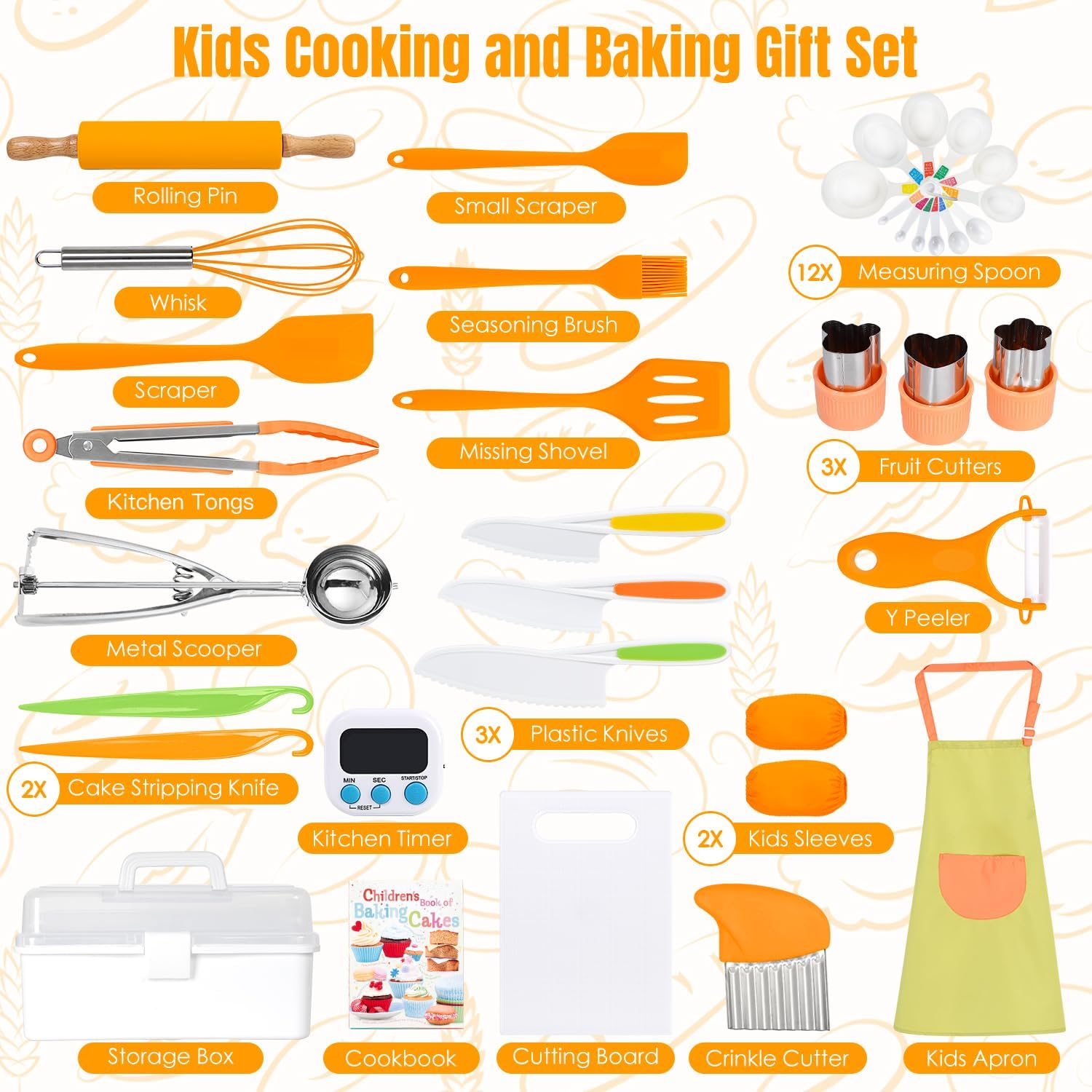 Detalle de Kids Real Cooking Set with Storage Case – 37-Piece Safe Kitchen Kit for Ages 3–8