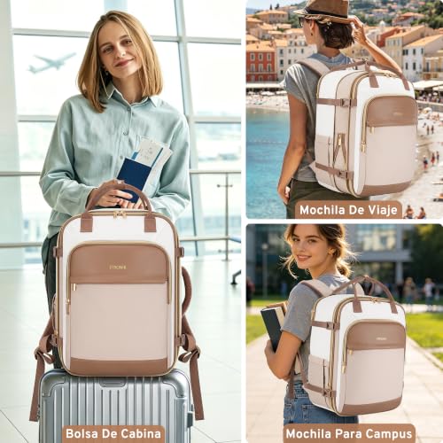 Detalle 2 de ETRONIK Mochila de viaje expandible 24-30 L, 40x30x20 cm, caqui