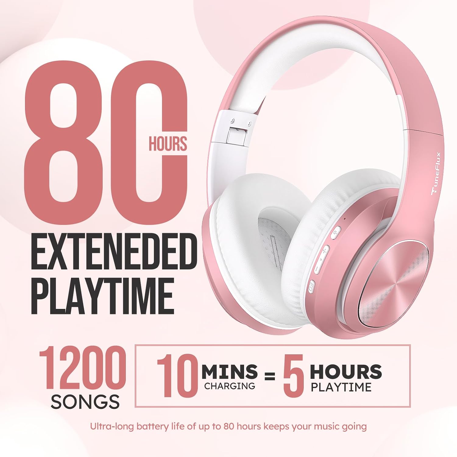 Detalle 2 de TuneFlux Wireless Headphones 80H playtime