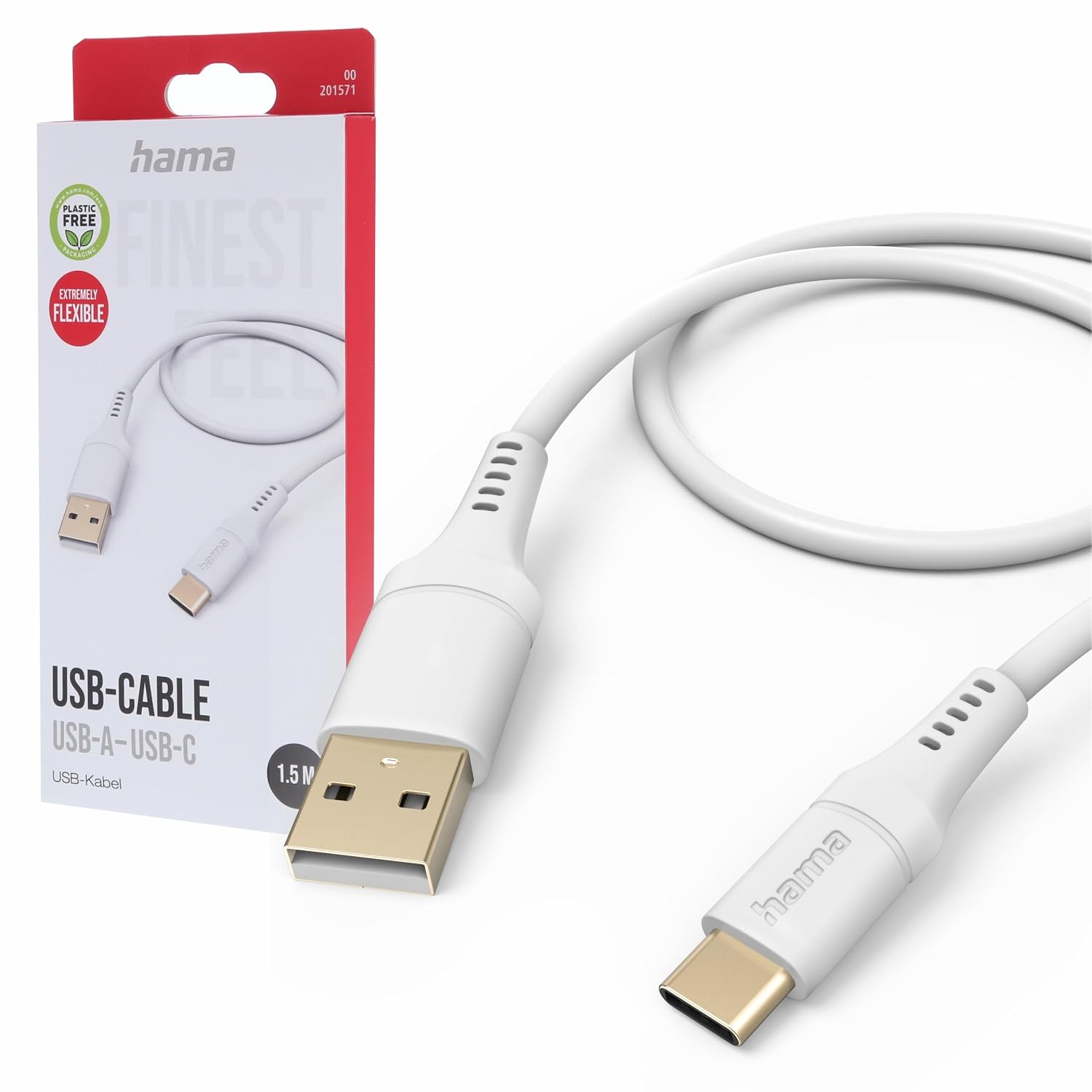 Detalle 2 de Hama 1.5m USB-A to USB-C Flexible Silicone Charging Cable (Black)