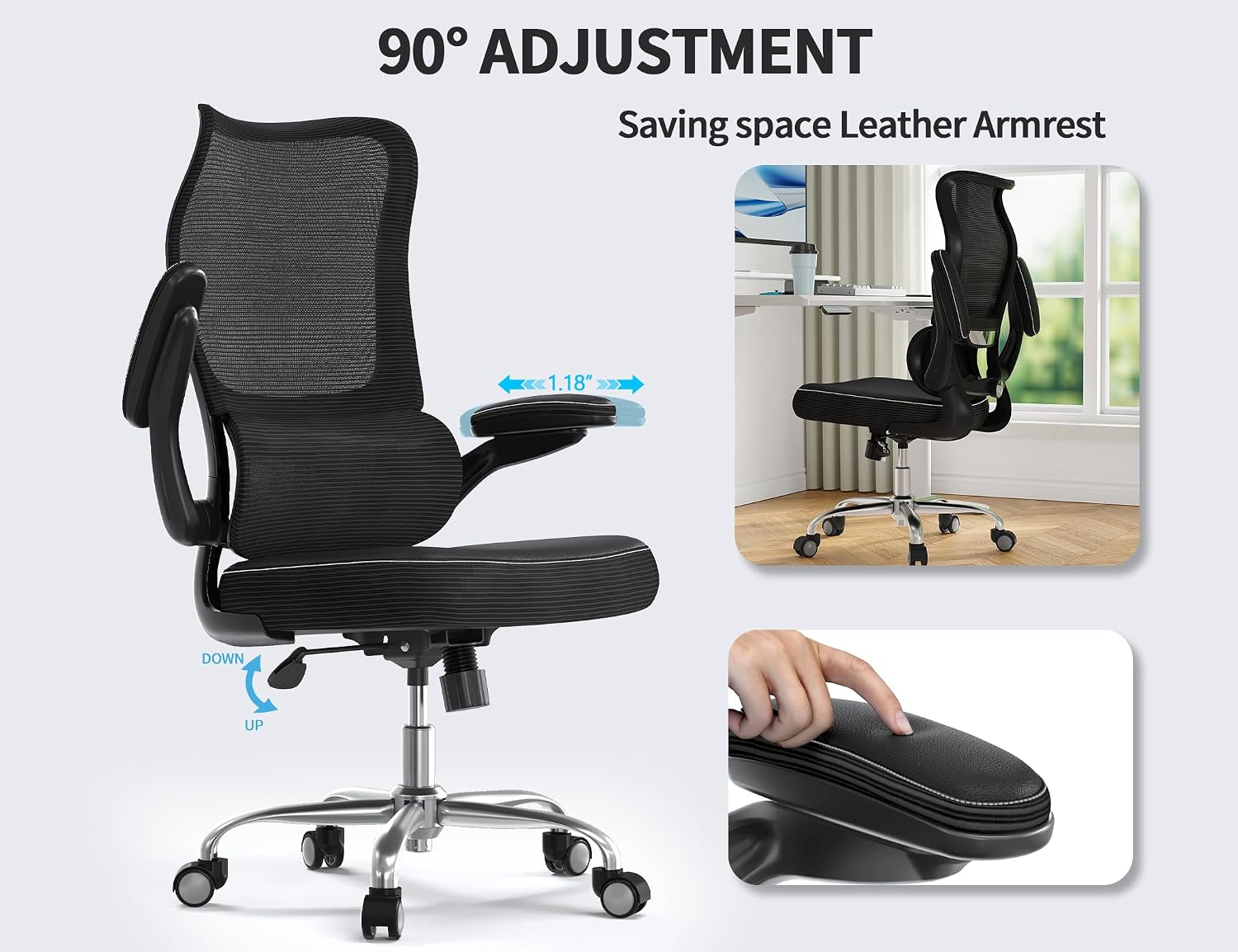 Thumbnail 5 de TRALT Ergonomic Office Chair with S-Curve High Back & Adjustable Lumbar Support (Black)