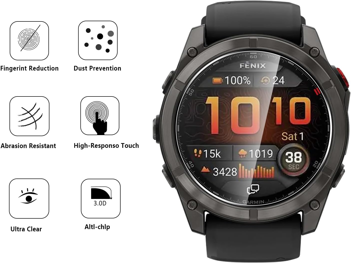 Thumbnail 1 de Natbok 5x Schutzglas für Garmin Fenix 8 Pro 51 mm (Panzerglas, 9H) – ultra-klar & anti-Fingerabdruck