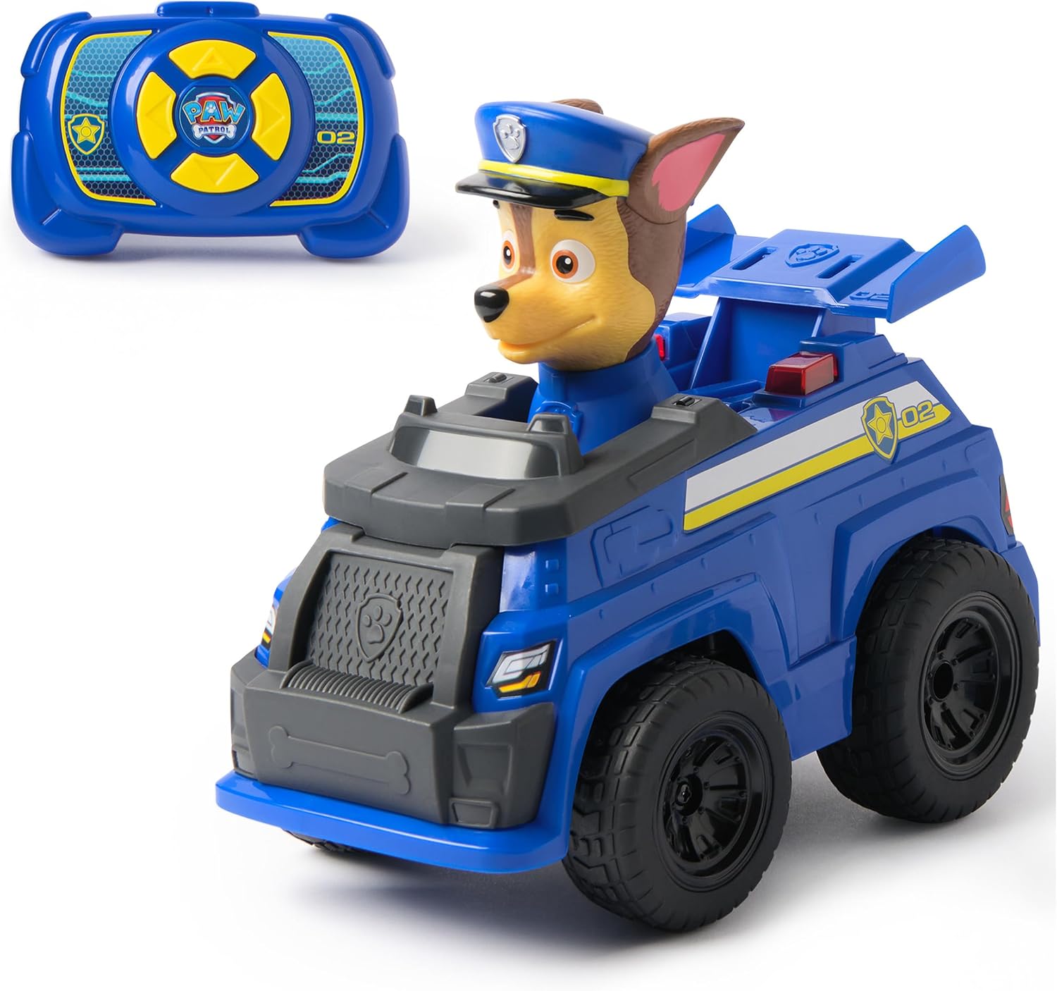 Detalle de Paw Patrol RC Chase bestuurbare auto van 25,4 cm met ledverlichting