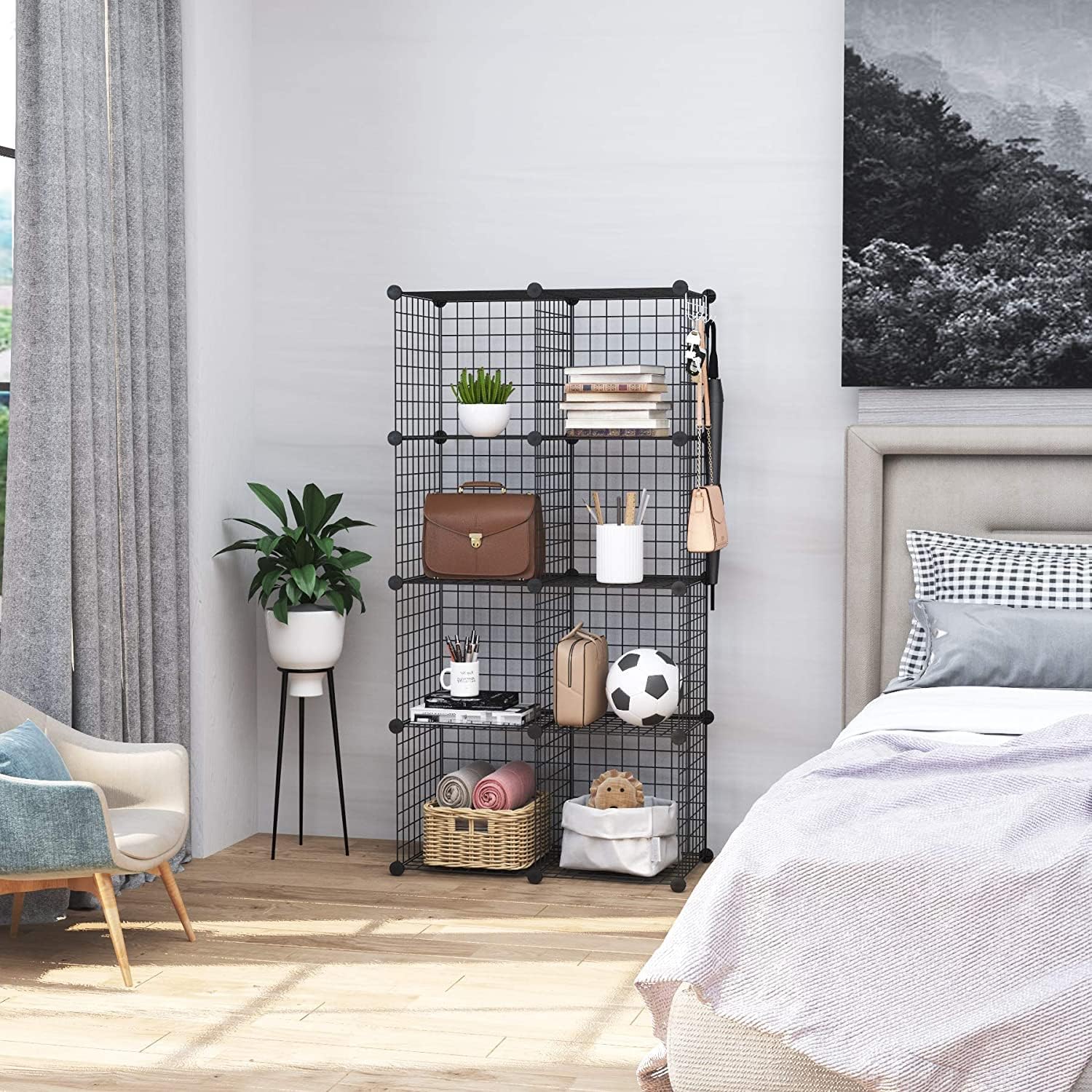 Thumbnail 1 de C&AHOME 8 cubes Wire Cube Storage Organizer, 8-Cube Black Metal Shelving