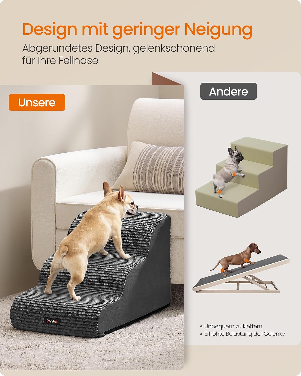 Detalle 2 de Feandrea Hundetreppe 3 Stufen 43 cm