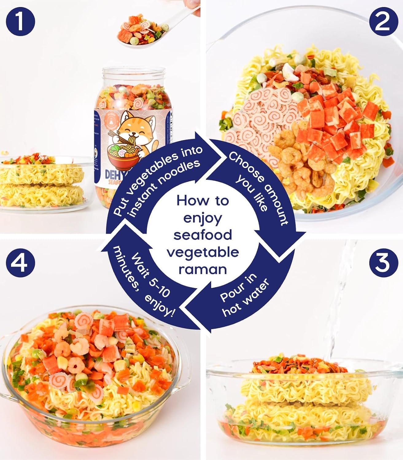 Thumbnail 3 de Egcina 16 oz Freeze-Dried Seafood & Vegetable Mix for Ramen and Soups