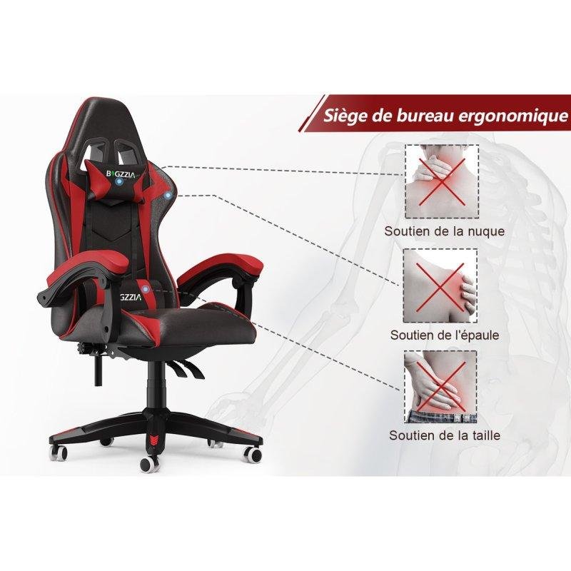 Thumbnail 2 de Silla Ergonómica Gaming Naspaluro: altura regulable, respaldo reclinable y diseño negro y rojo