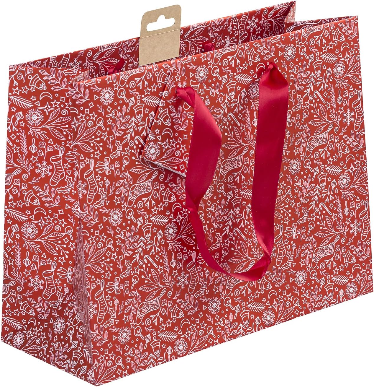 Detalle de Clairefontaine 212917Cpack – Lot de 5 Sacs Cadeaux Premium Format Shopping 32x13x24,5 cm, Rouge & Blanc