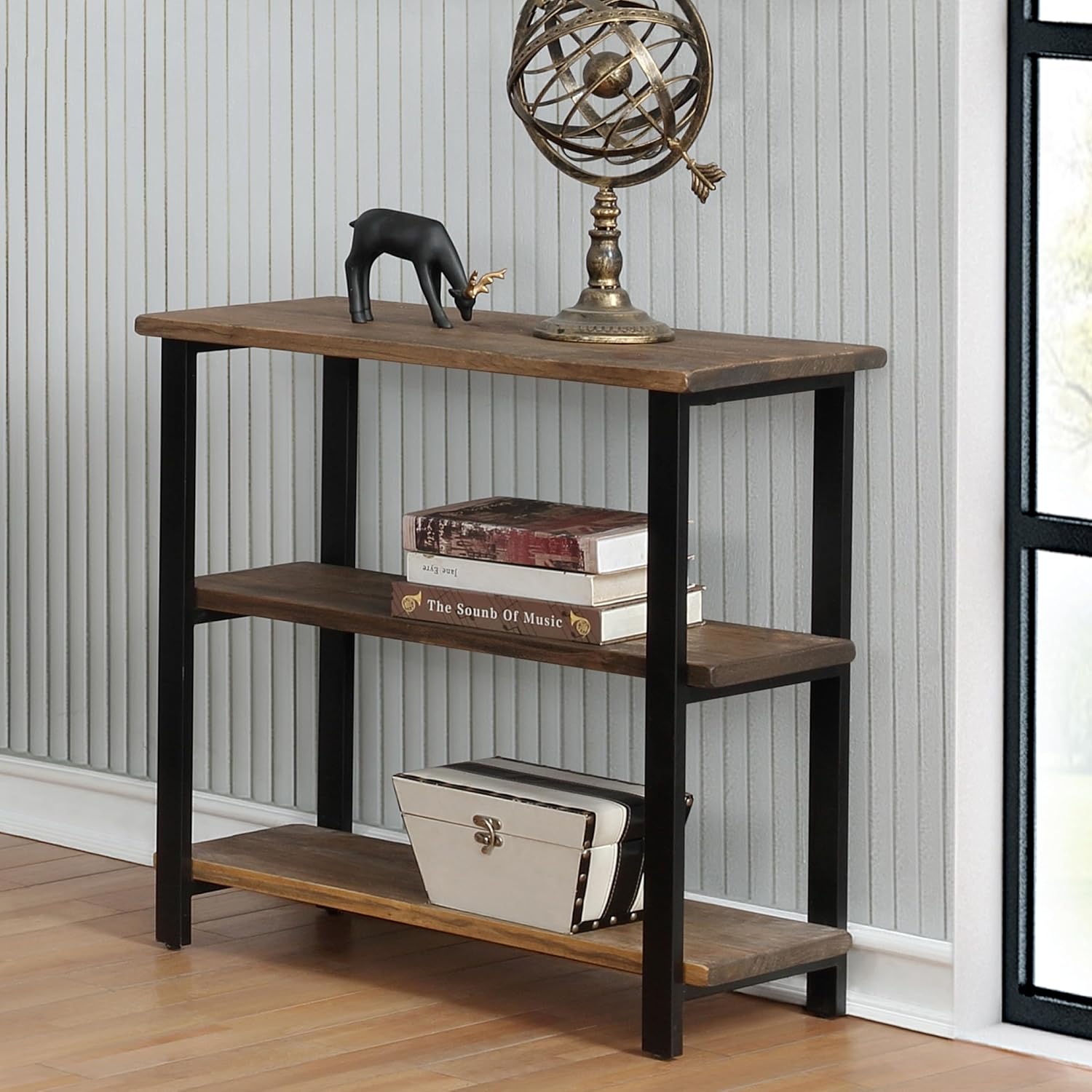 Detalle de Alaterre Furniture Under-Window Bookshelf, Solid Pine Wood