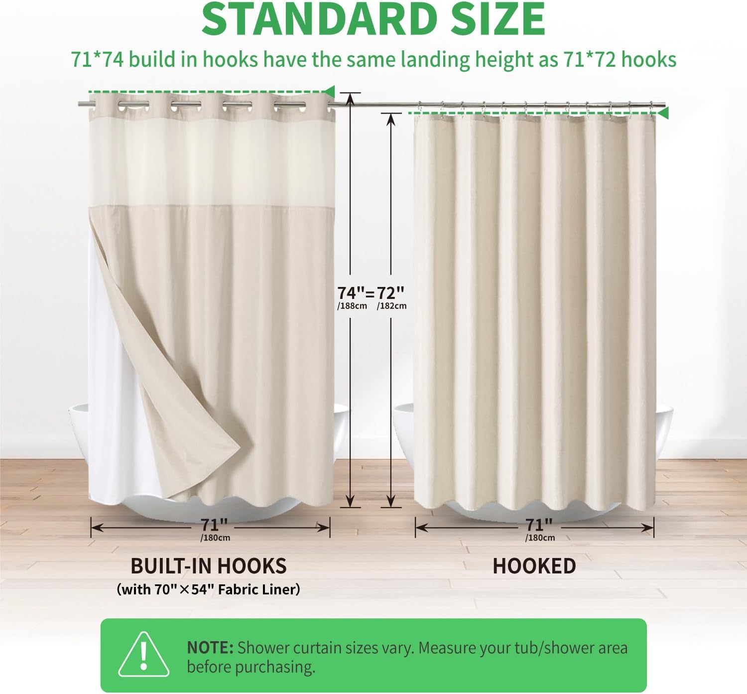 Thumbnail 5 de Eachope No Hooks Shower Curtain 71x74