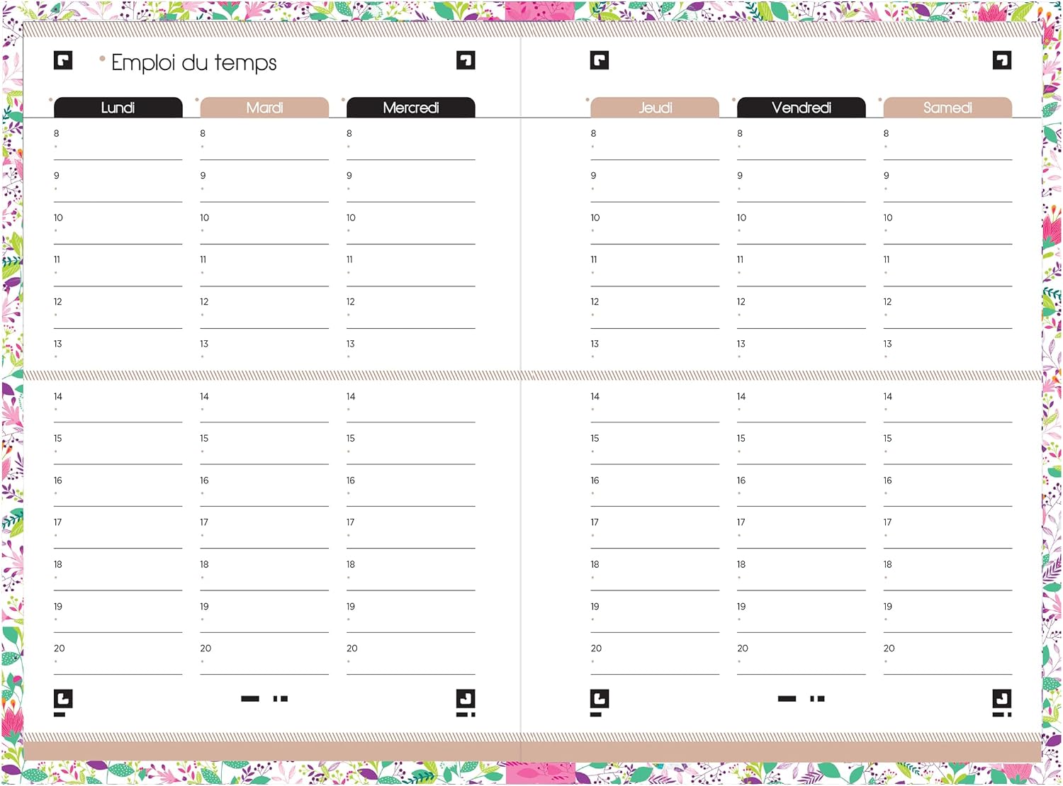 Detalle de Agenda Oxford Flowers 12x18 cm, 1 jour par page, 352 pages (Sept 26–Sept 27, Rose)