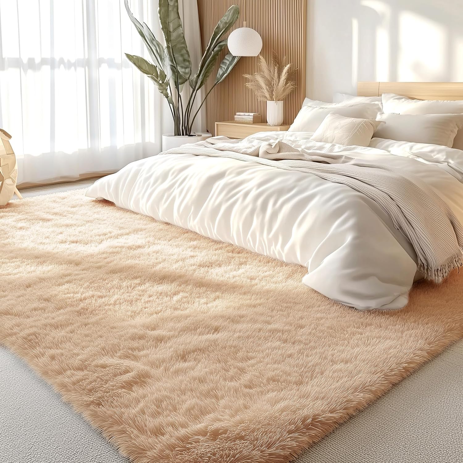 Thumbnail 6 de Homaxy Hochflor Flauschig Teppich mit Anti-Rutsch Unterseite, waschbar – 140 x 200 cm in Beige