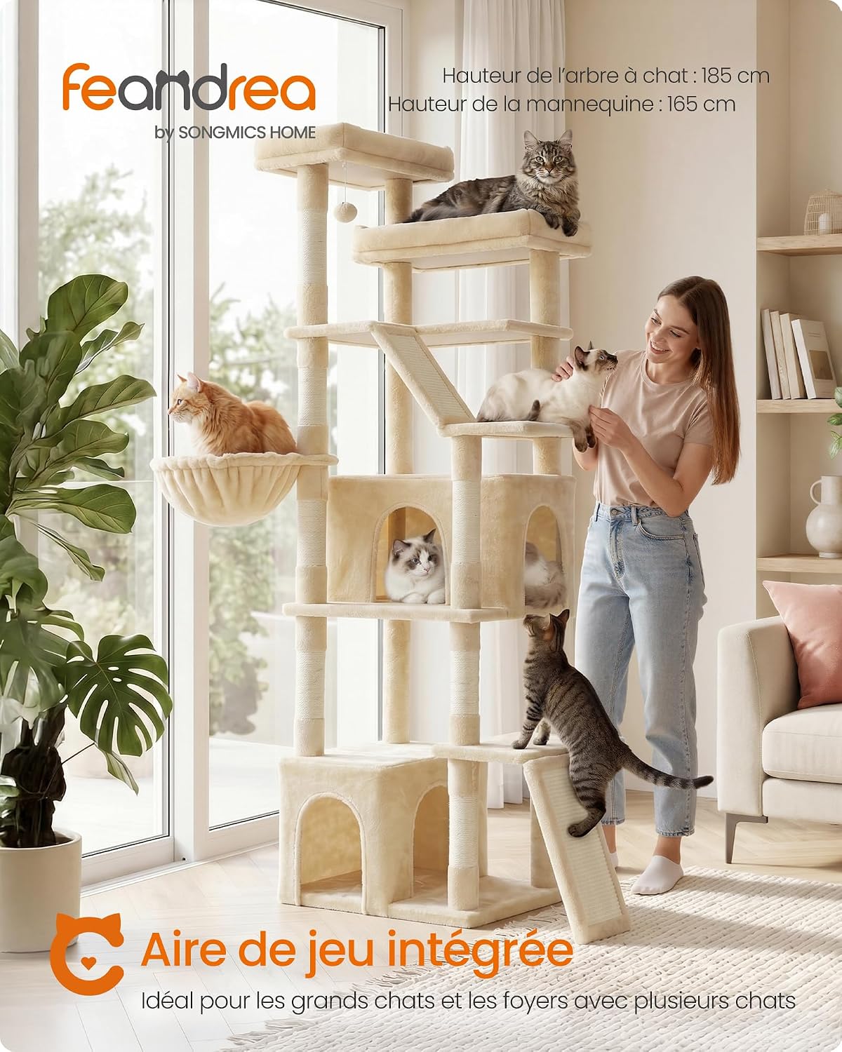 Detalle de Feandrea Arbre à Chat Haut 184,5 cm — Grandité et stabilité pour chats d’intérieur