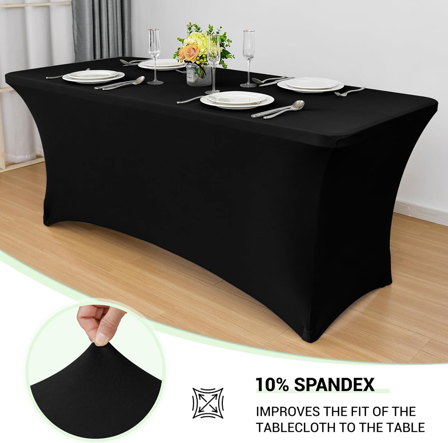 Thumbnail 3 de Ob stal 6ft Stretch Black Tablecloth 📐