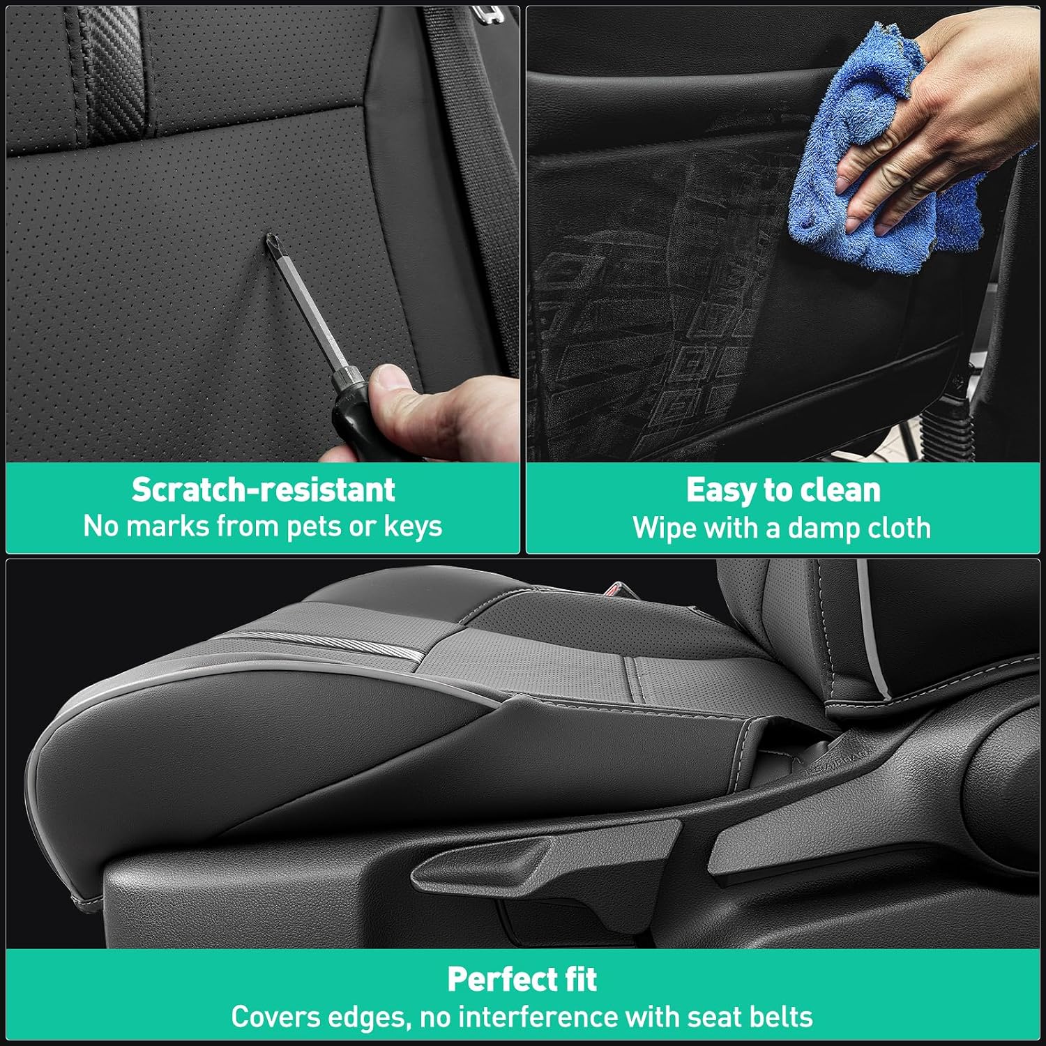 Thumbnail 6 de DiffCar for Toyota Tacoma Seat Covers (2024–2026) Full Set — Faux Nappa Leather, Black/Gray