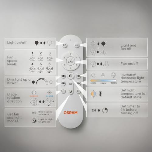 Thumbnail 6 de OSRAM Ventilador de techo LED Leste 21 W blanco: luz regulable y temperatura de color ajustable