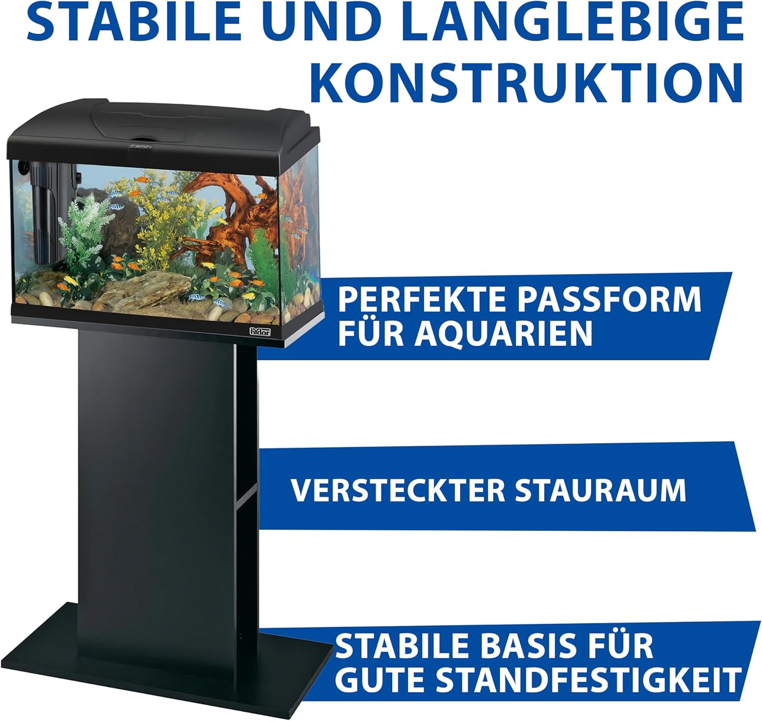 Thumbnail 3 de Ferplast Hydor Aquarienschrank aus Holz Stand 60 für Glasaquarien (schwarz) – wasserabweisende Tischplatte