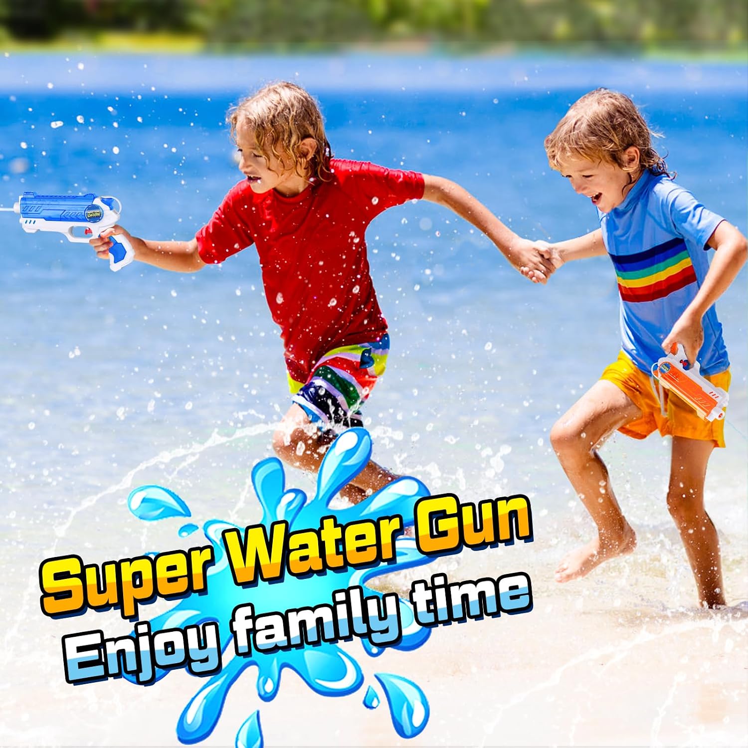 Detalle 2 de Quanquer Wasserpistole für Kinder – 2er-Pack, 280 ml, 9 m Reichweite, ABS-Sicherheit