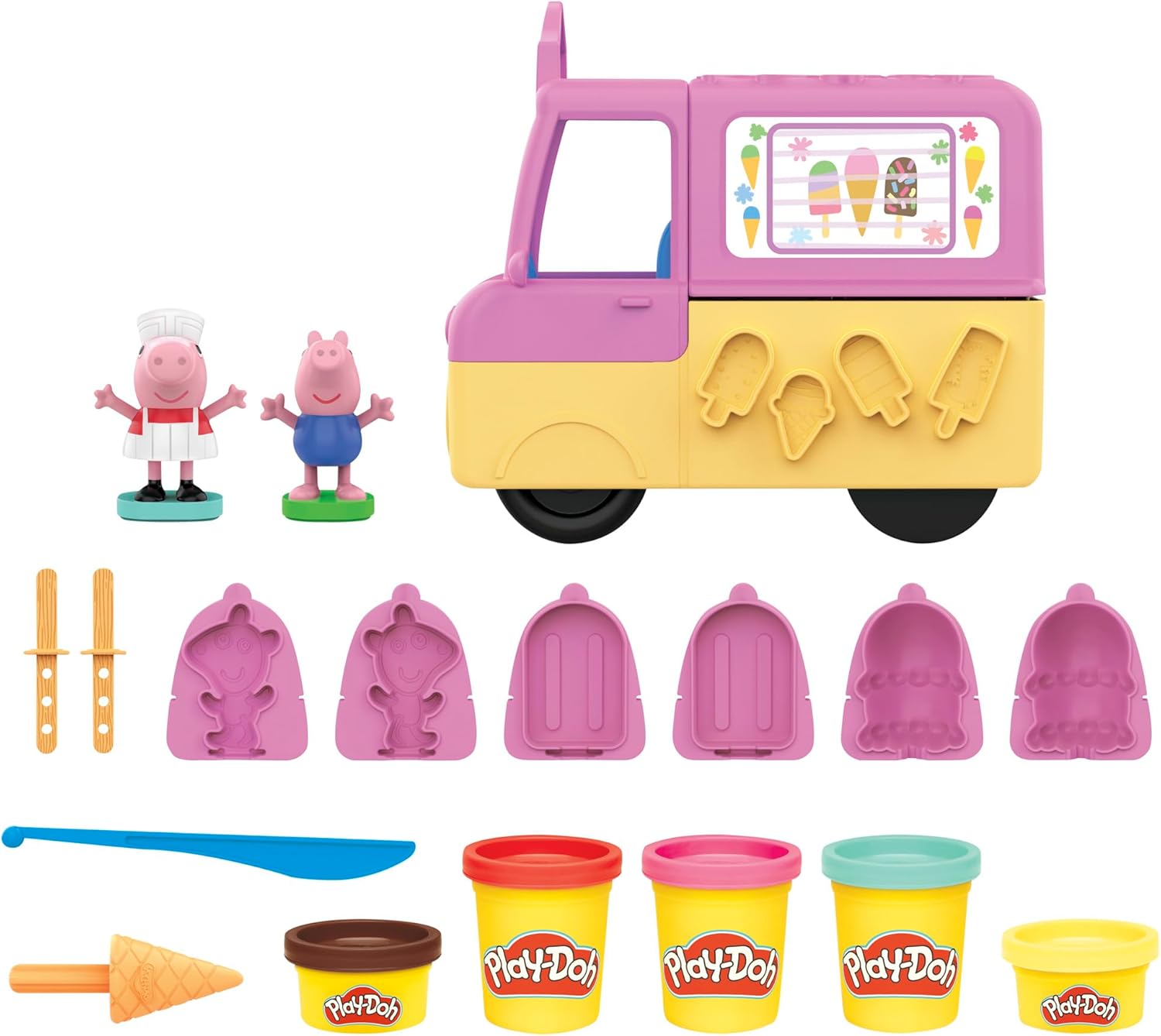 Detalle de Play‑Doh Camión de Helados Peppa Pig 5 botes 🍦