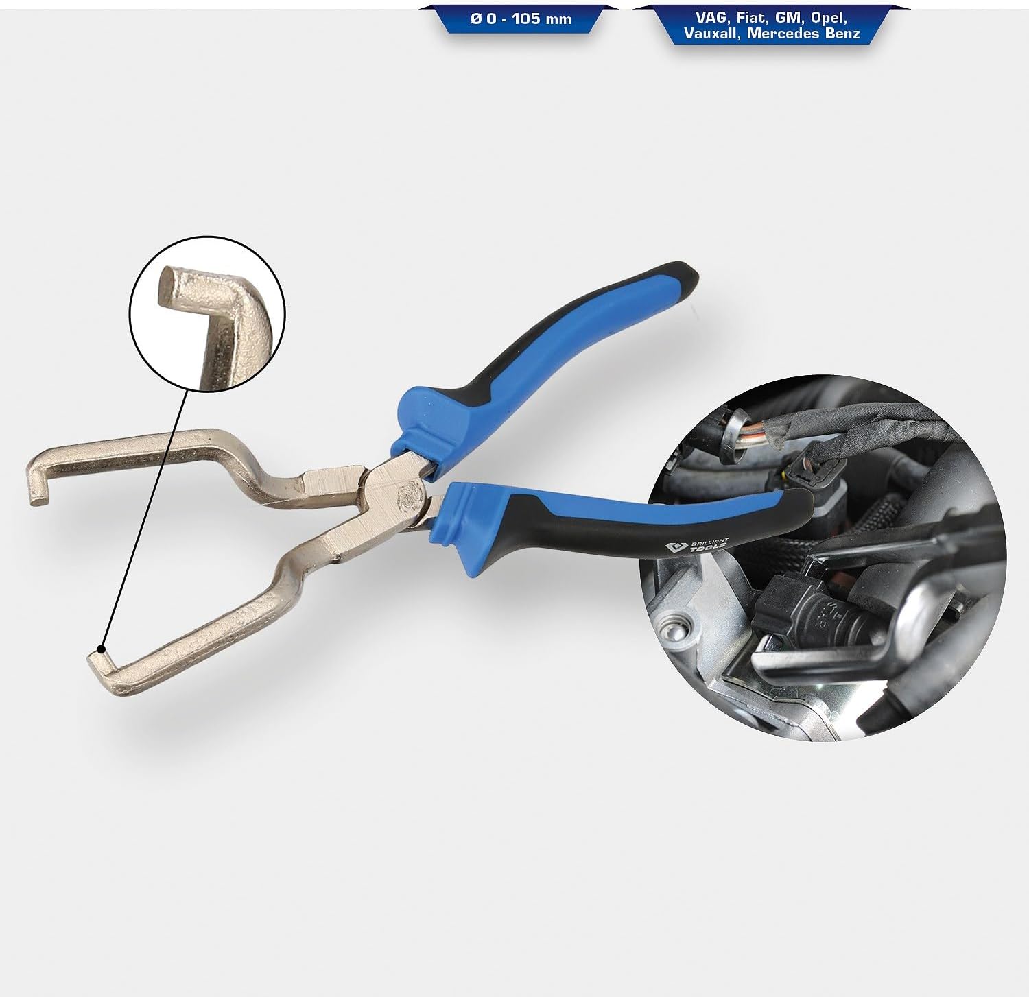 Detalle de BRILLIANT TOOLS BT536004 Pinza di sblocco per tubi carburante (blu e nero)