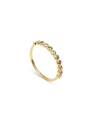 Detalle de SINGULARU Anillo Orbit, latón baño oro 18Kt talla 16 💍