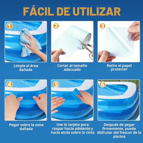 Detalle de AQhui Parches Piscina: kit de reparación con cinta adhesiva bajo agua (10 cm x 250 cm) para lonas, PVC y más