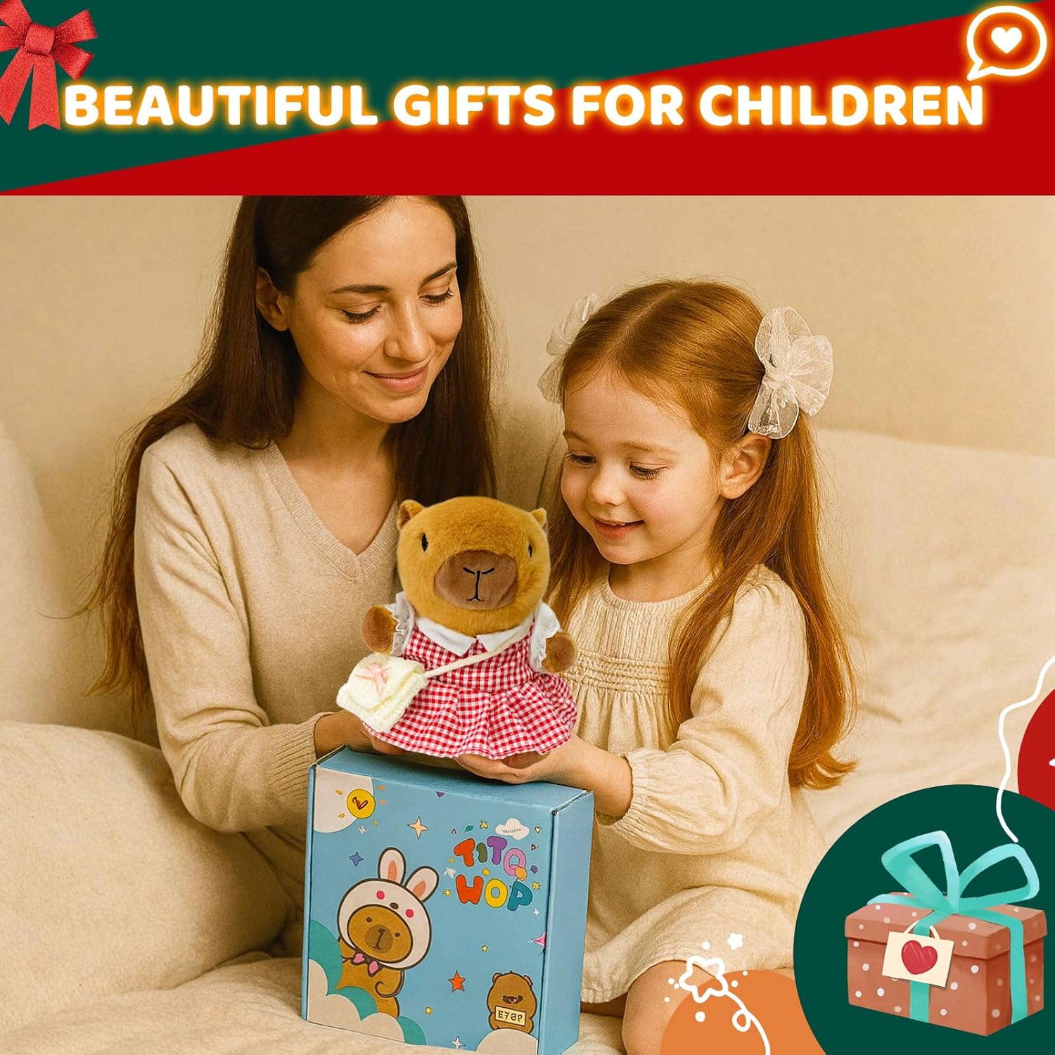 Detalle de TITQWOP 9-pc Capybara Plush Set – Dress-Up Stuffed Animal for Kids