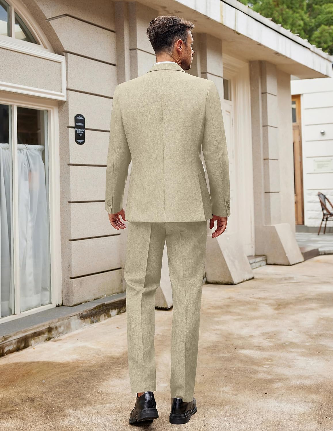 Detalle 1 de COOFANDY Men's Classic Fit 2-Piece Suit with One-Button Blazer and Textured Fabric