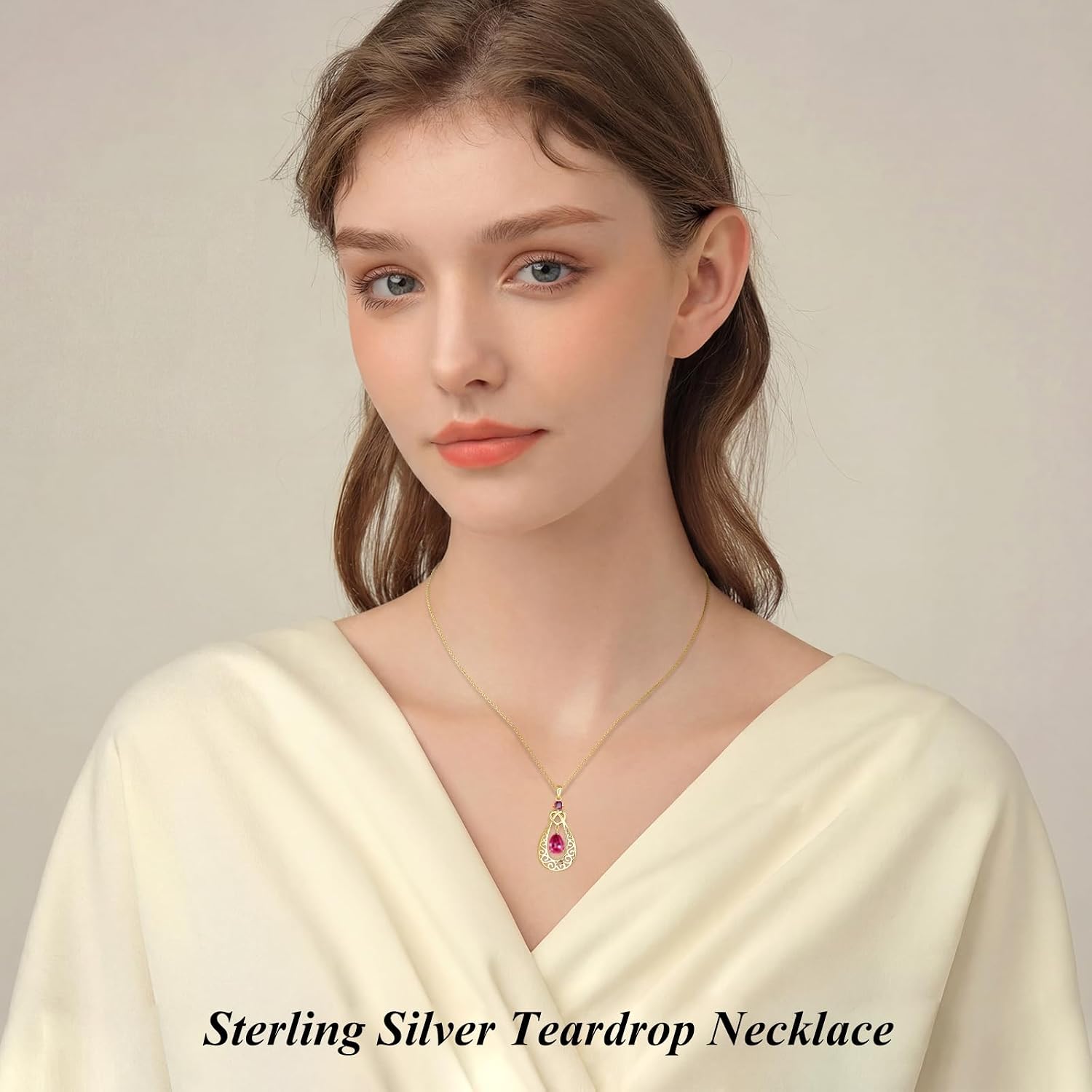 Detalle 1 de Birthstone Necklace, Sterling Silver