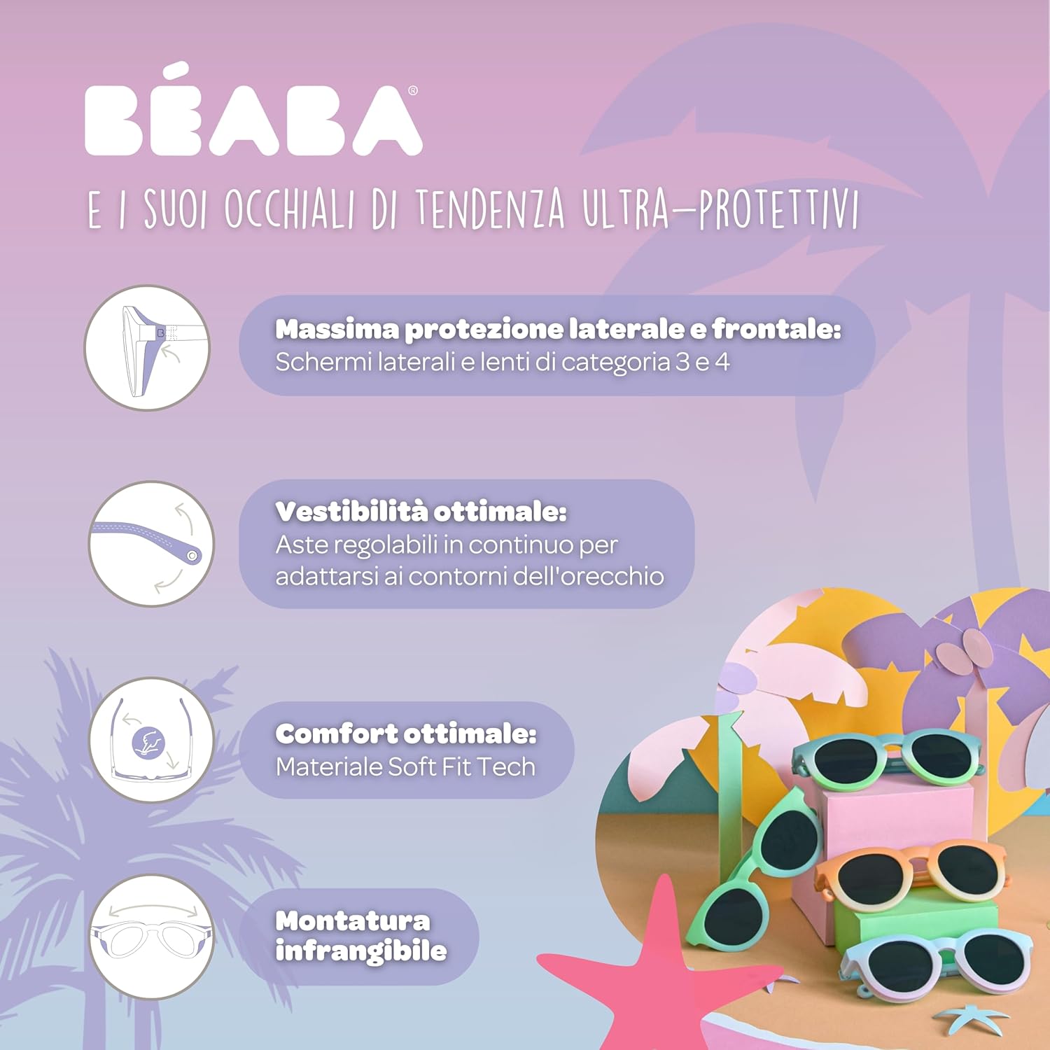 Thumbnail 3 de BÉABA Occhiali da sole per bambini 2-4 anni – protezione UV 100% e protezione laterale