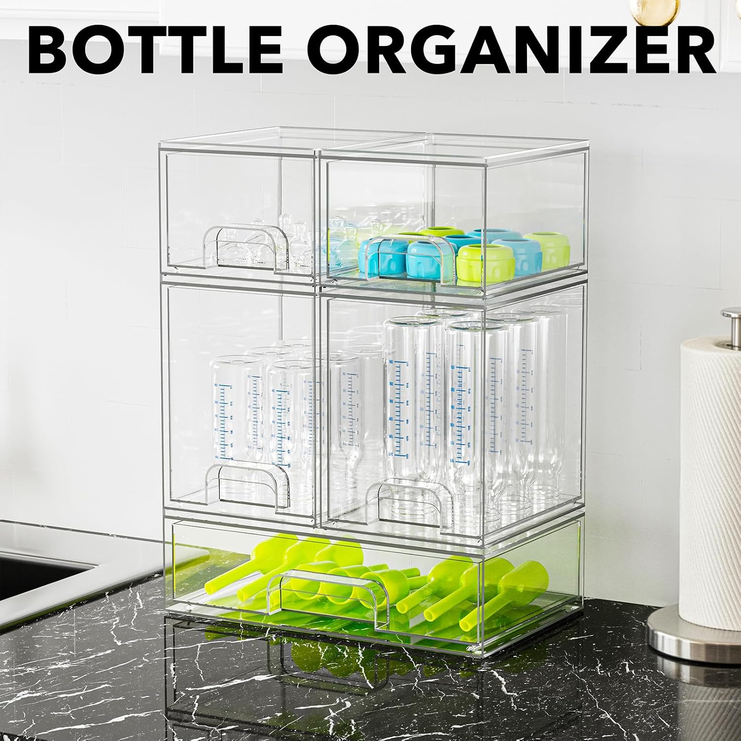 Thumbnail 2 de SpaceAid Bottle Storage Organizer Baby – Acrylic 5-Pack Drawer Station (2S2M1L), 15.4" High