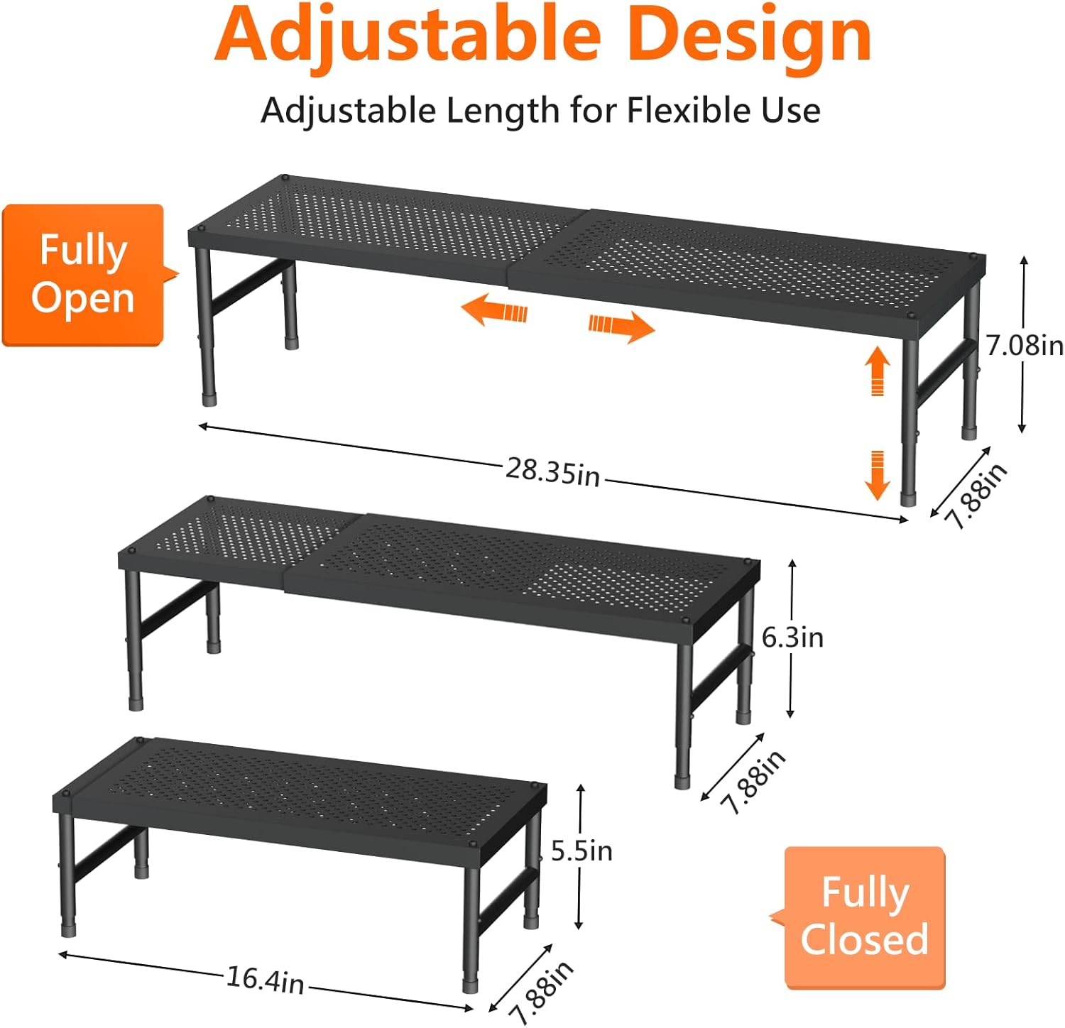 Thumbnail 2 de SKYSER Spice Rack Kitchen Cupboard Shelf Organiser (Expandable, Adjustable Height, Black)
