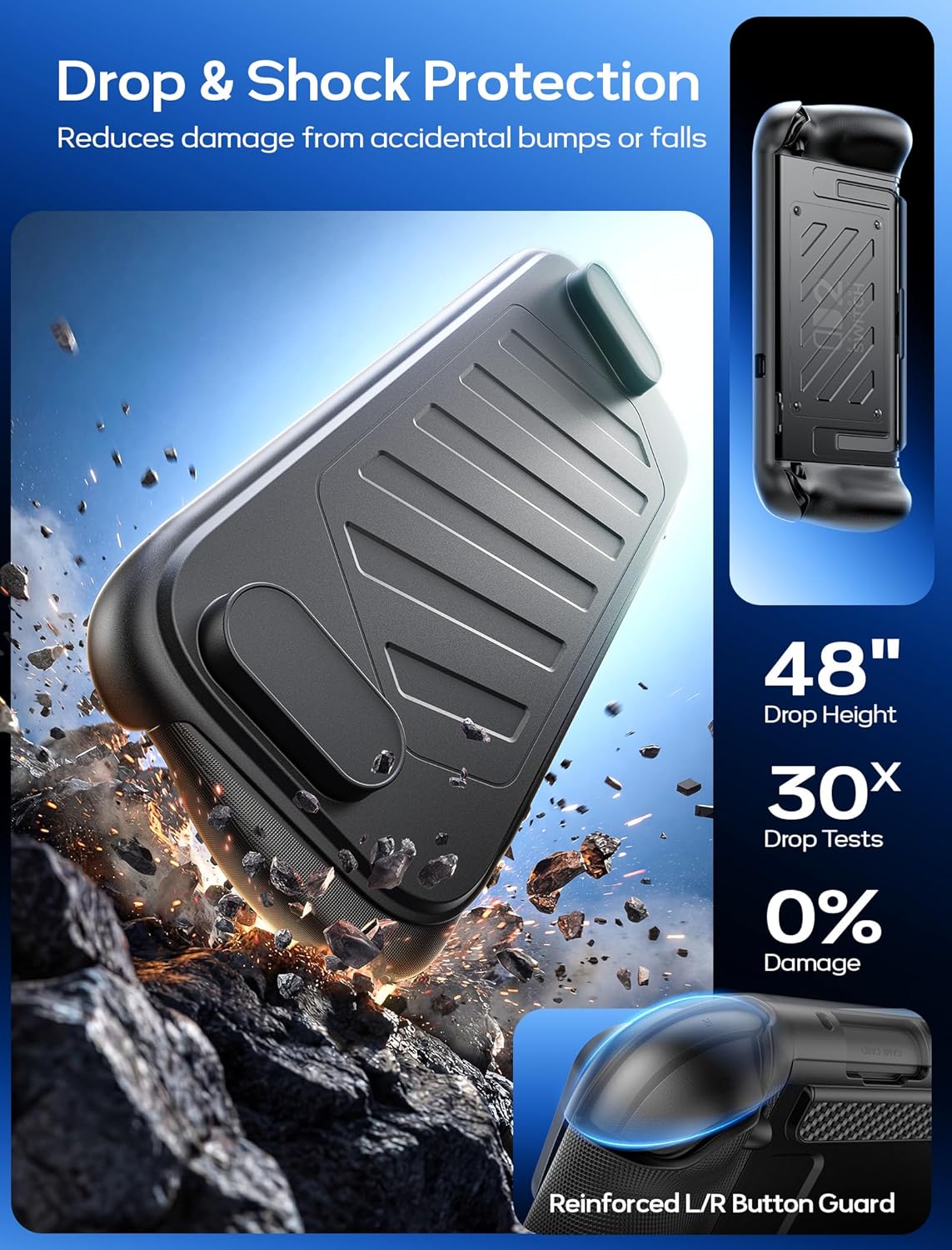 Thumbnail 1 de JSAUX Coque de protection séparée Switch 2 (cadre TPU + couvercle PC) avec rangement 10 cartes