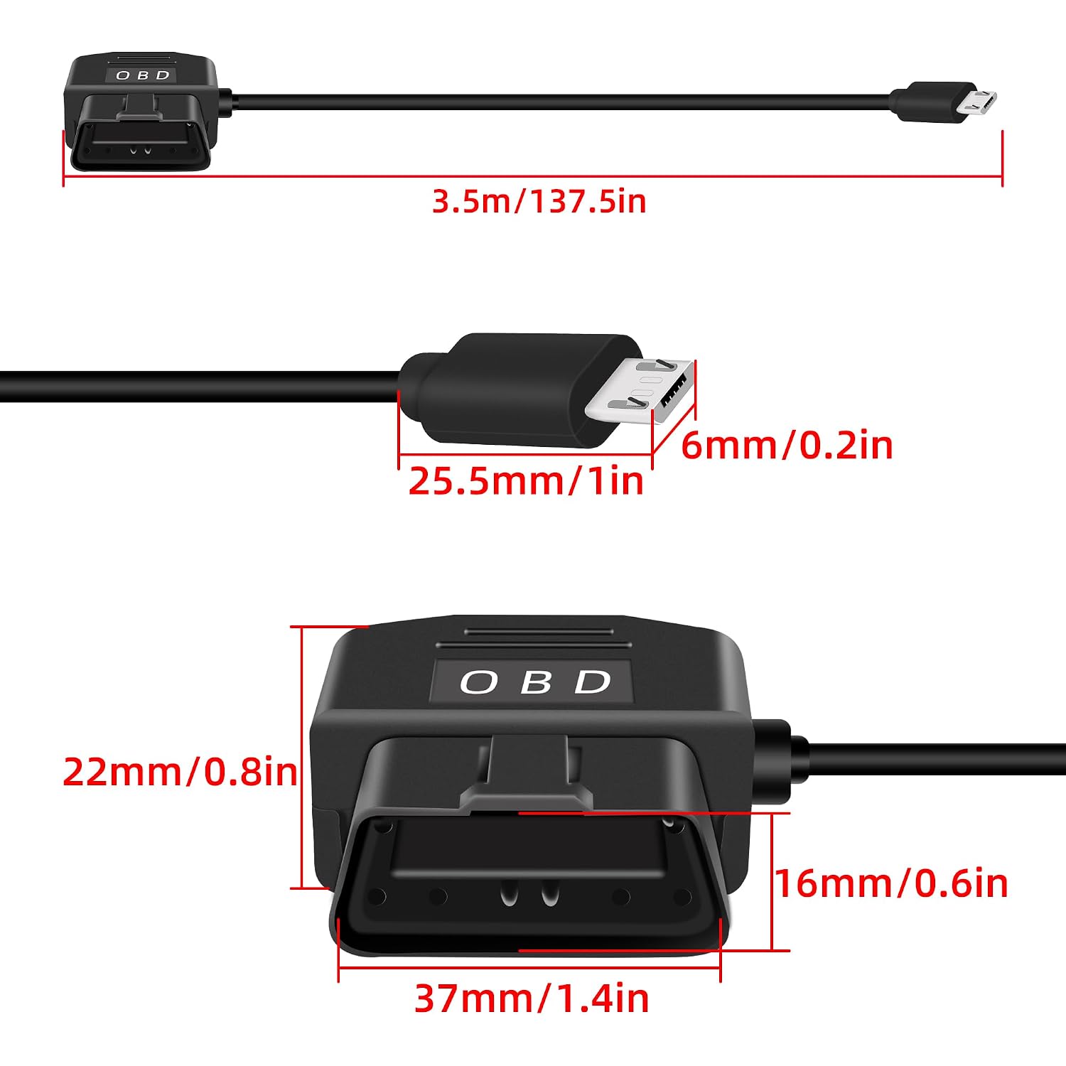 Thumbnail 6 de RIIEYOCA OBD to USB DashCam Cable