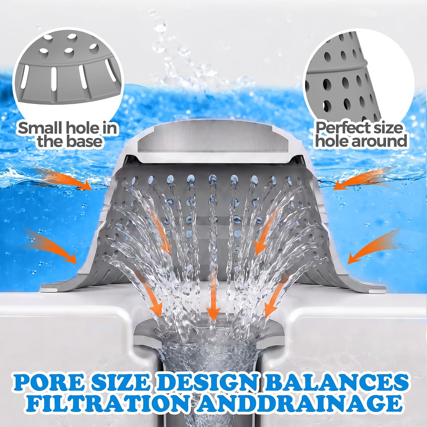 Detalle 2 de zaa DrainHairCatchers Shower Drain Hair Catcher, 2-Pack Gray Silicone