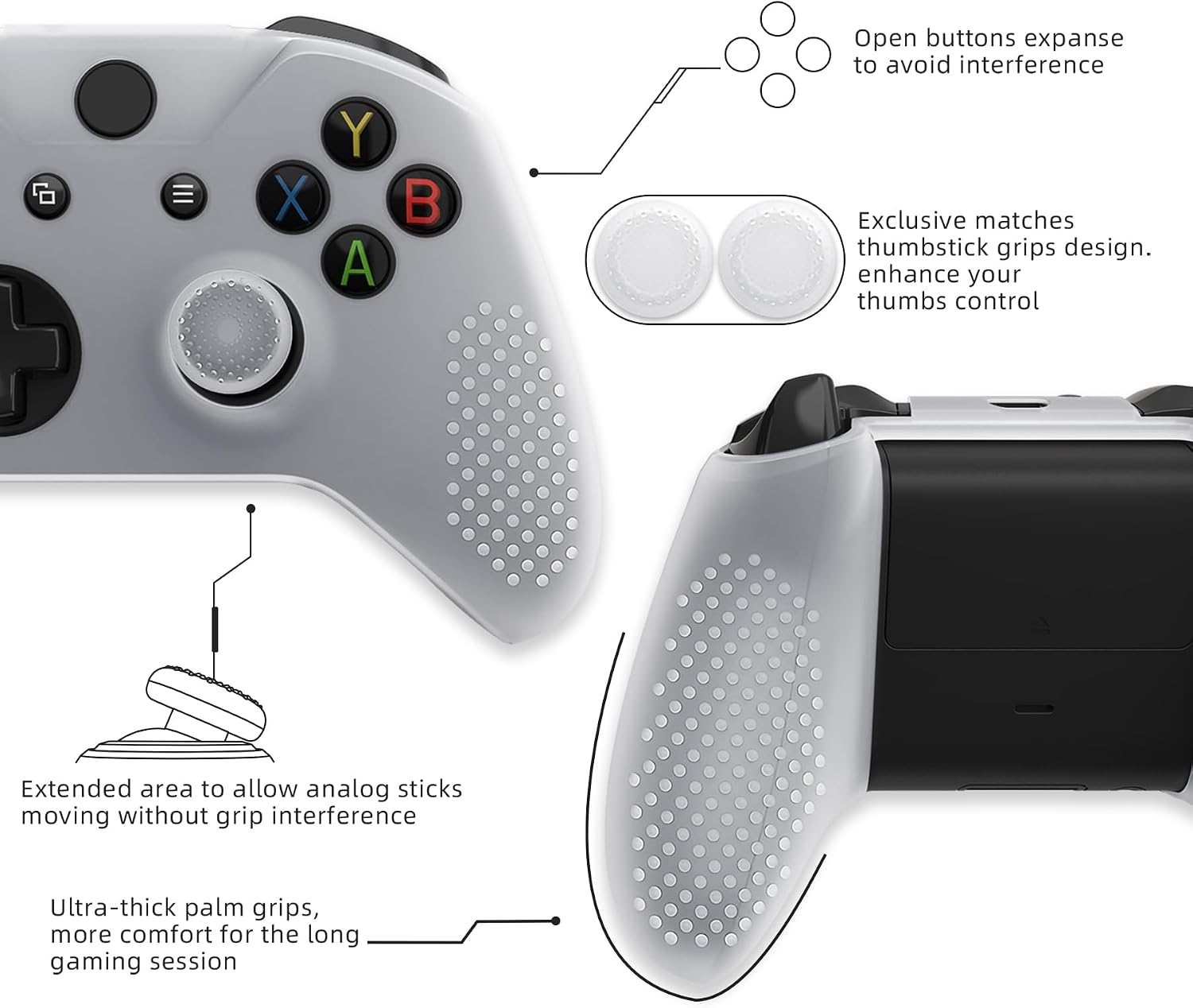 Detalle de eXtremeRate PlayVital soft anti-slip silicone thumb stick grip caps & case cover for Xbox One X and One S