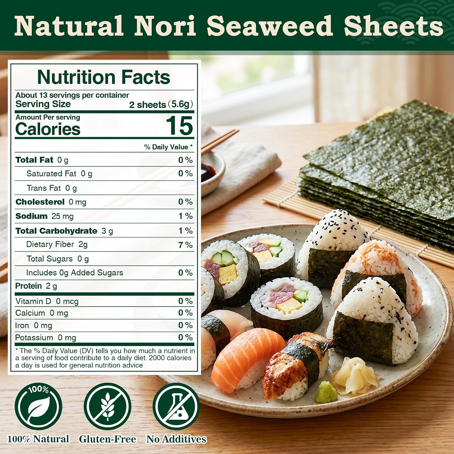Thumbnail 1 de Rylenor Nori Sheets, 25 Count, 7.5 x 8.3-Inch Roasted Seaweed
