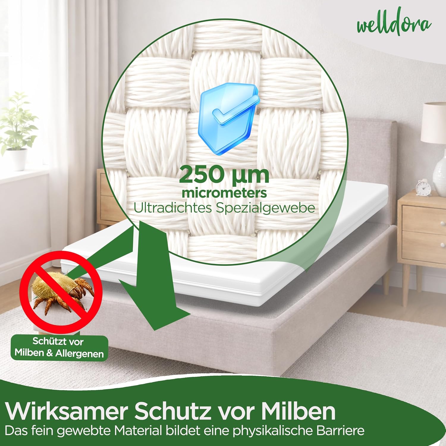 Thumbnail 2 de Welldora Premium Milbenbezug Matratzen 160x200x20