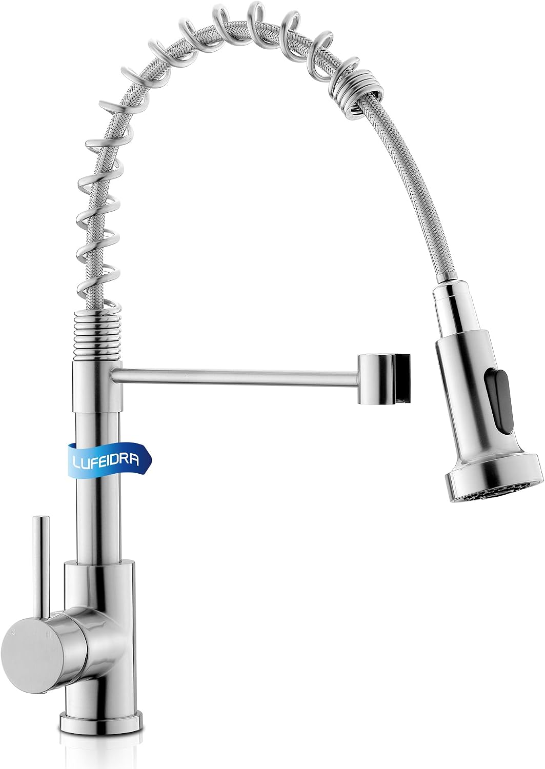 Detalle de LUFEIDRA 07STL Pull-Down Kitchen Faucet, Brushed Nickel, High-Arc