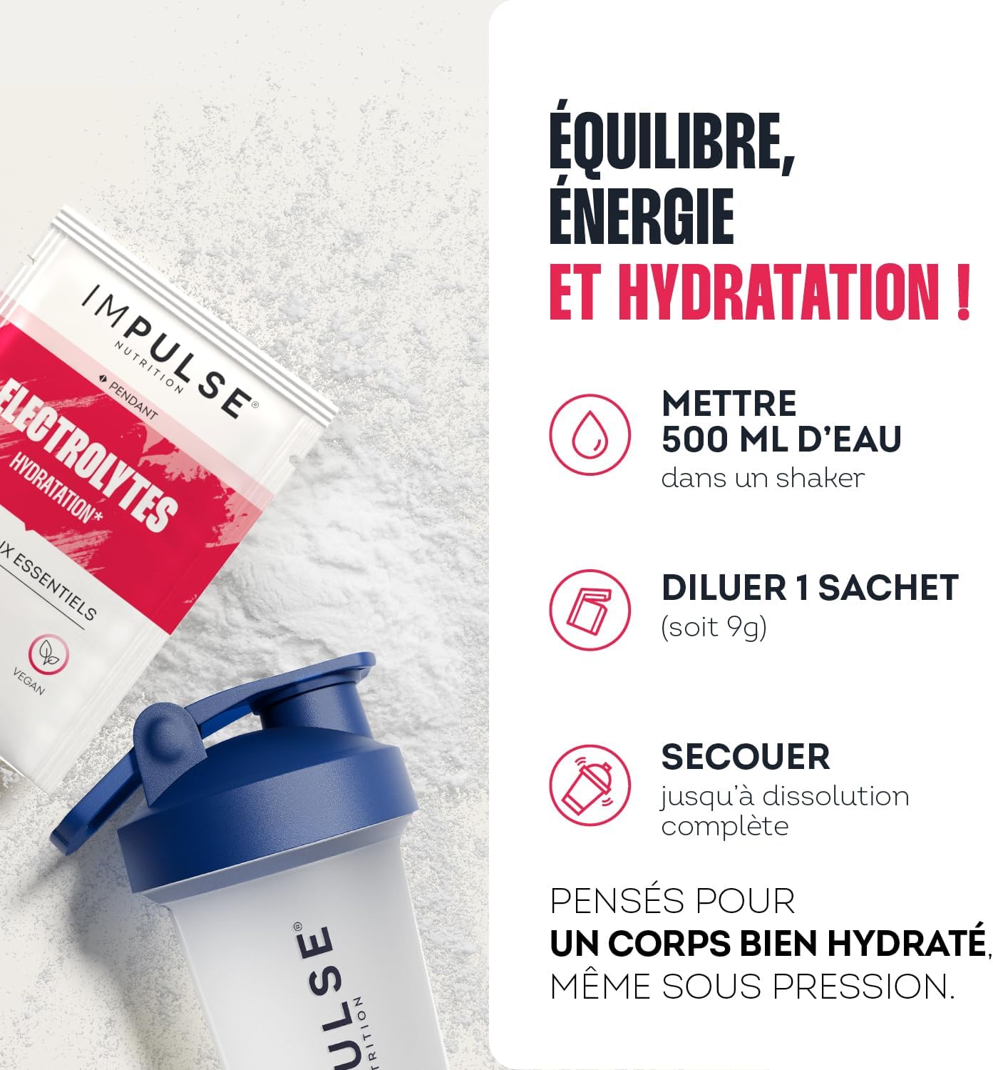 Detalle de Impulse Nutrition Électrolytes Poudre Citron – Hydratation, Énergie et Endurance (15 sachets)
