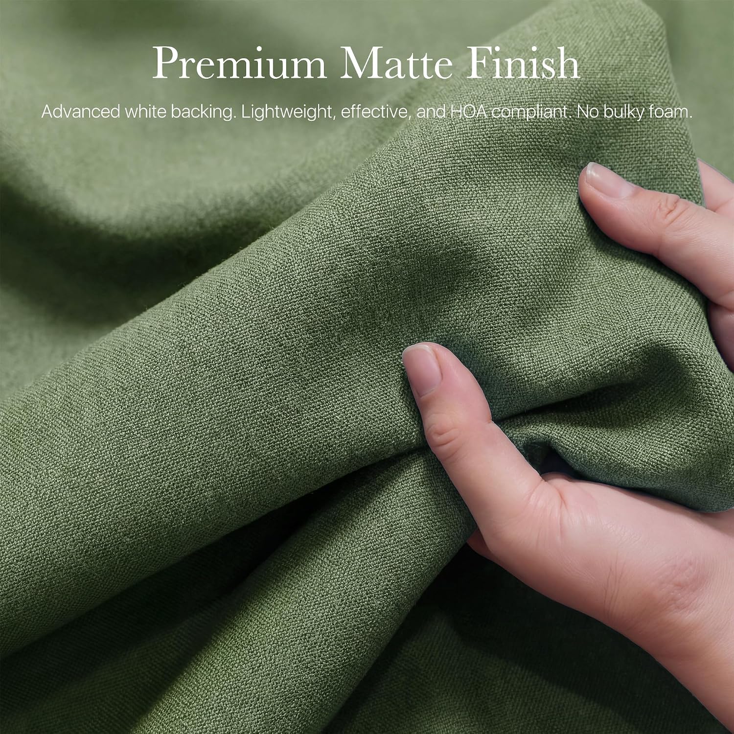 Detalle de NICETOWN 100% Absolutely Blackout Linen Curtains – Dark Green, 52" Wide, 84" Long, 2 Panels