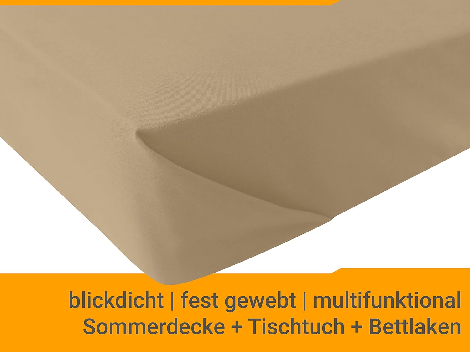 Thumbnail 4 de Npluseins Drap de lit classique sans élastique – taille unique 150 x 250 cm naturel