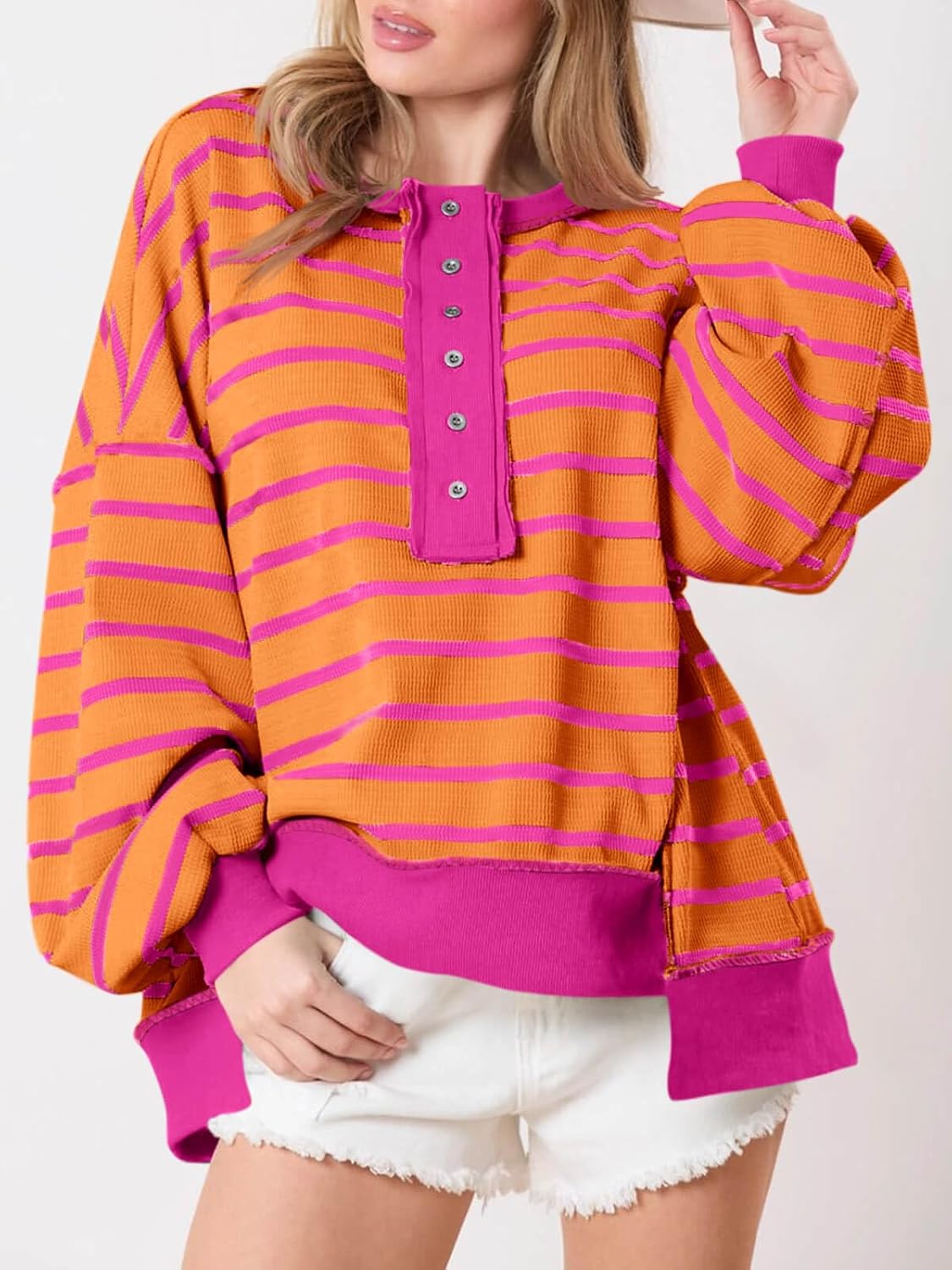 Thumbnail 2 de Tankaneo Women's Oversized Sweatshirt, Waffle Knit