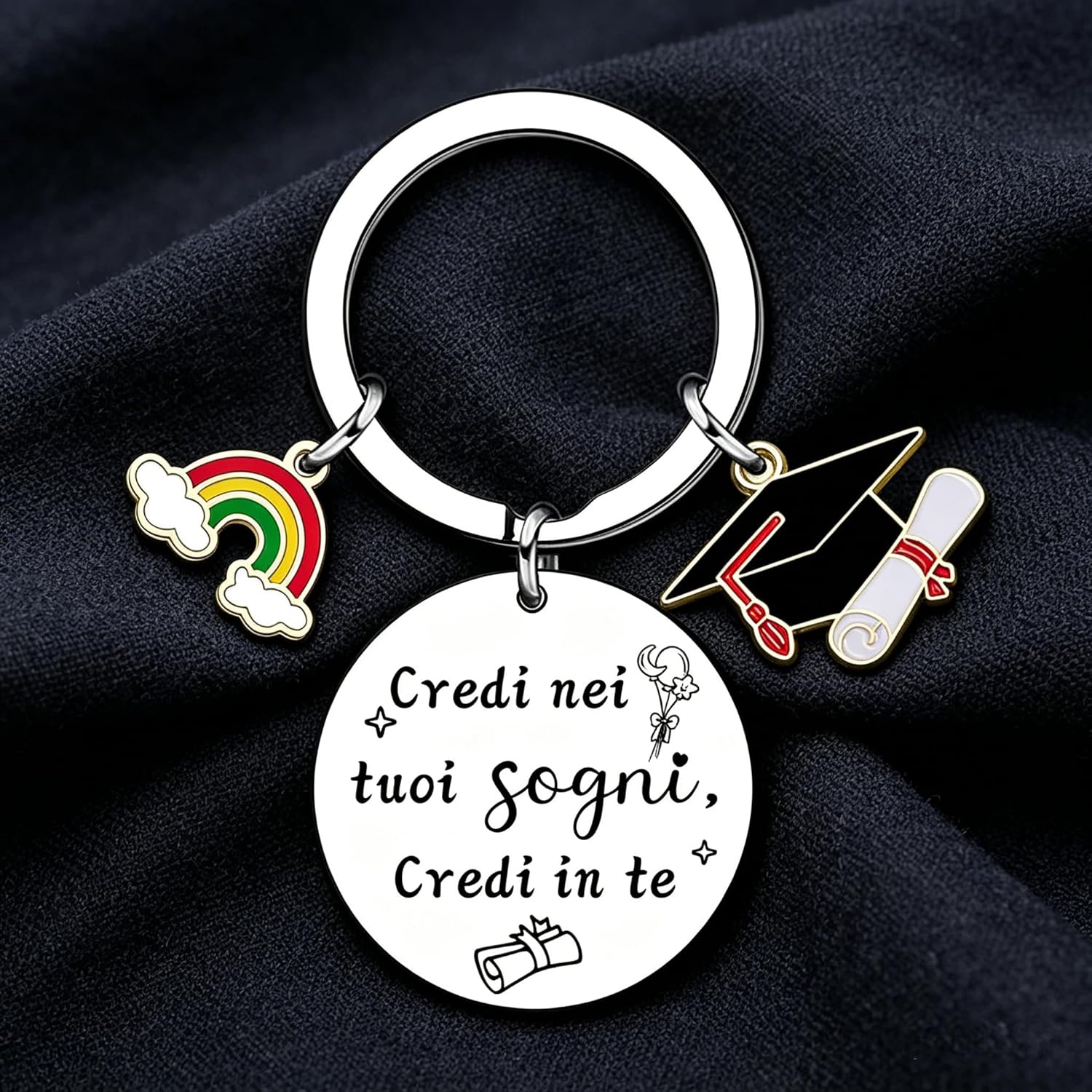 Thumbnail 1 de Portachiavi per la laurea ZYMGUO con incisione di incoraggiamento per lei e lui