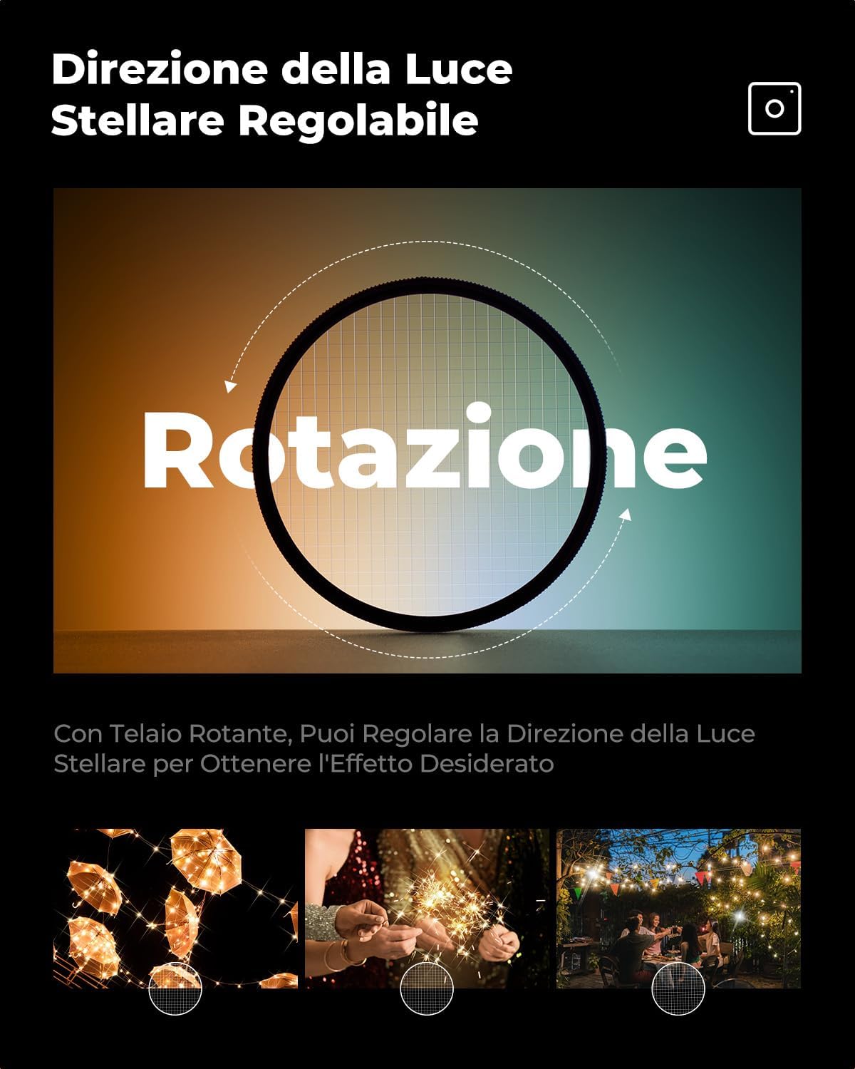 Thumbnail 6 de K&F CONCEPT Nano-Klear 82mm Filtri Stella a 4 Linee con Rotazione a 360°