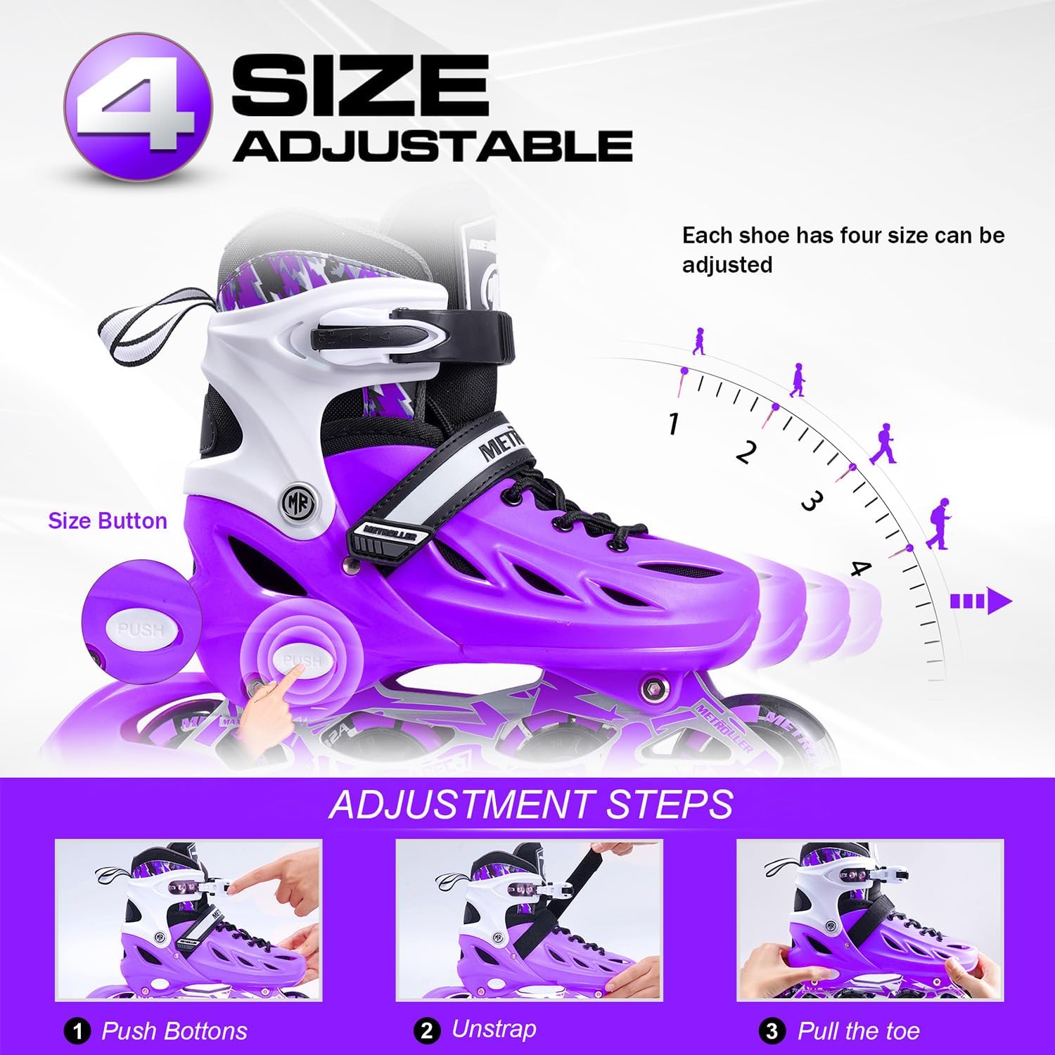 Thumbnail 5 de METROLLER Adjustable Inline Skates (Inline Skating for Kids, Youth & Adults) with Light-Up Wheels