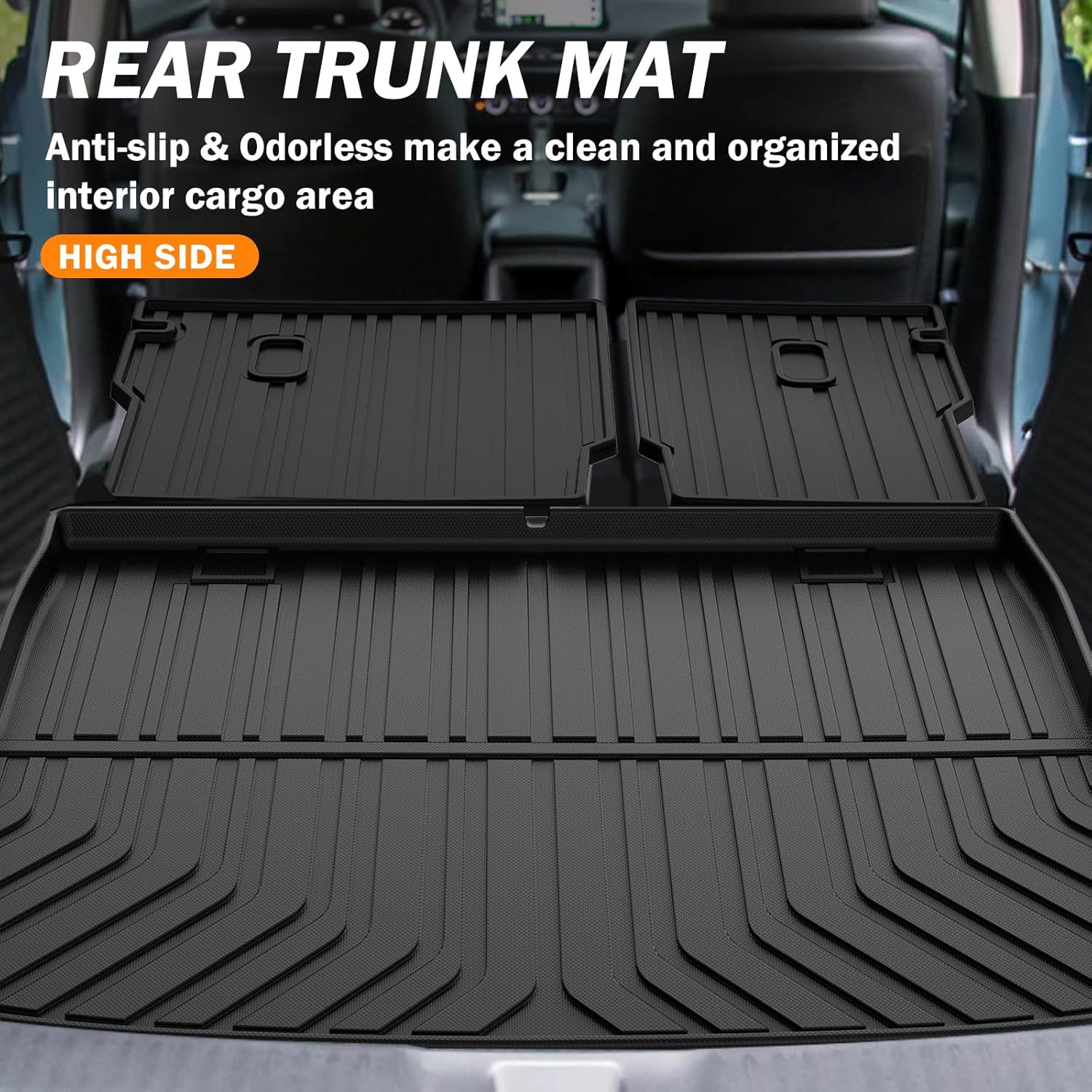 Detalle de KUST All-Weather Floor Mats for Honda HR-V (2023–2026) – Full Set, TPE, High Edges, Cargo Mat